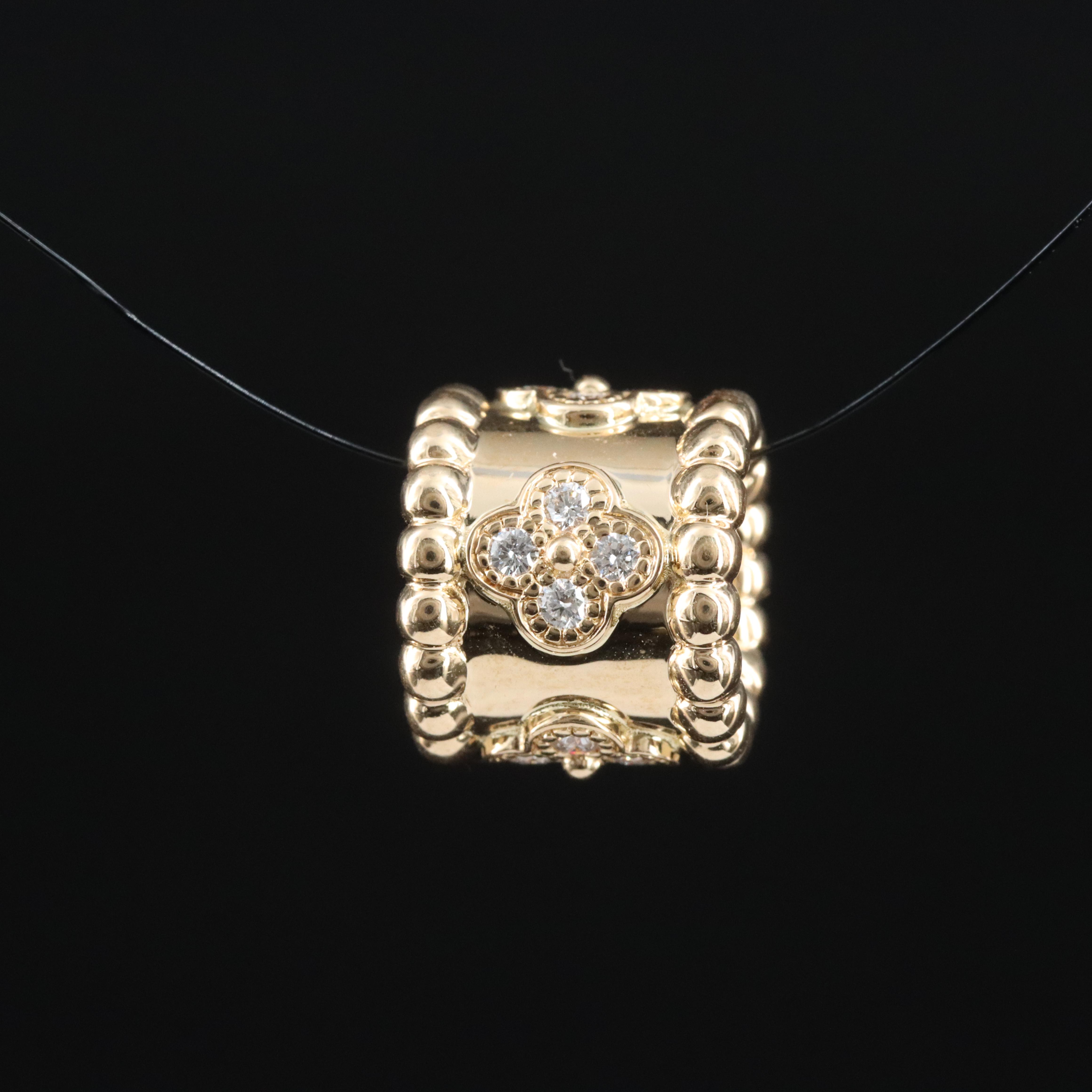 Van Cleef & Arpels 18K and Diamond Perlée Clover Pendant