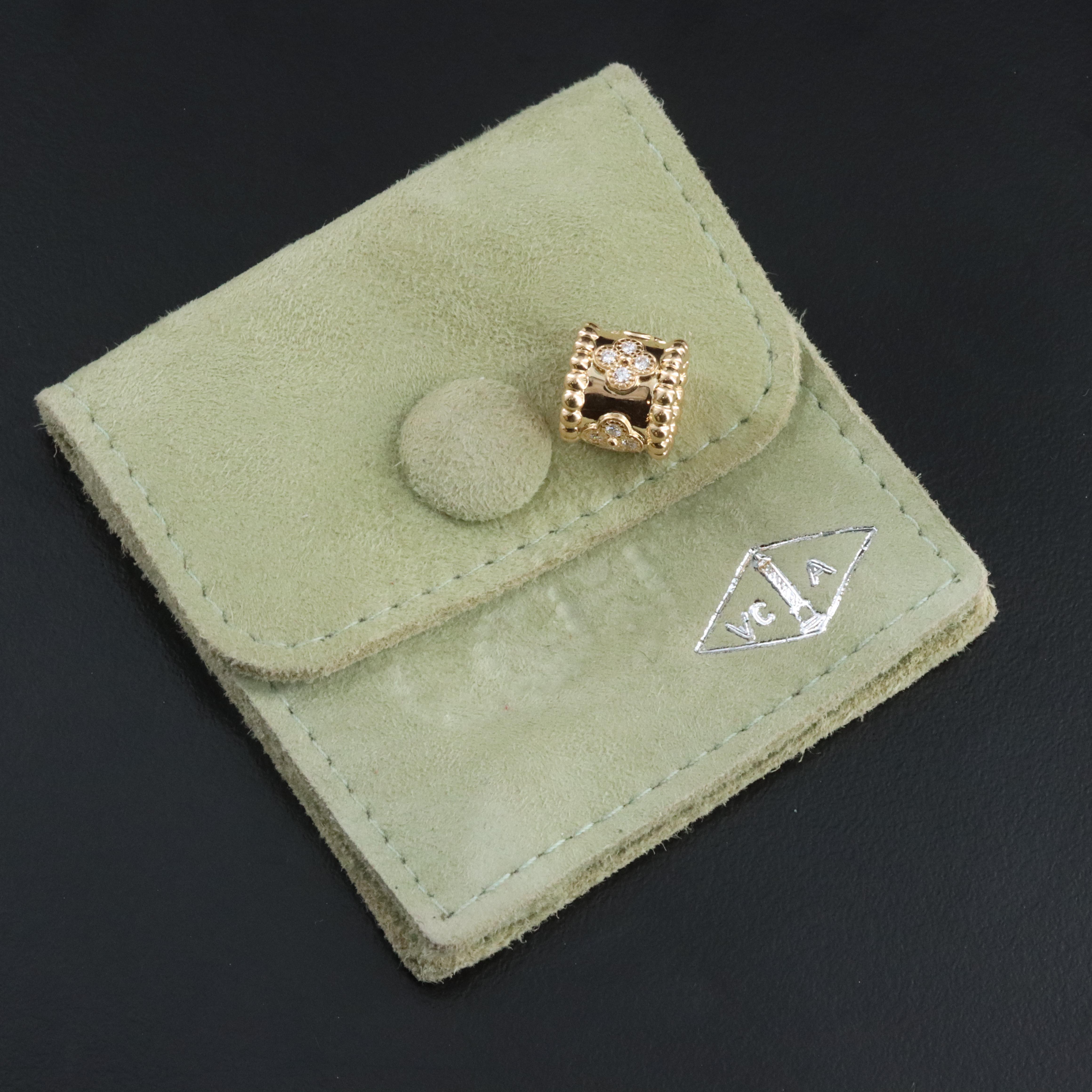 Van Cleef & Arpels 18K and Diamond Perlée Clover Pendant