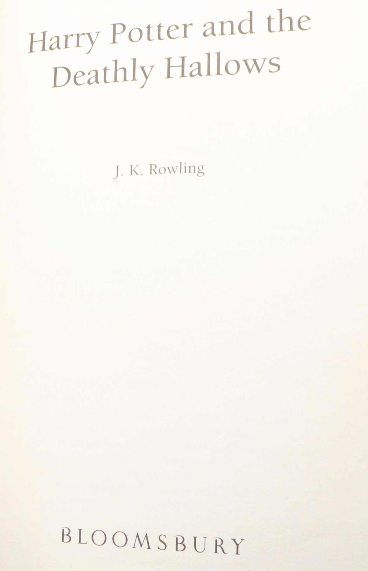 First UK Adult Edition "Harry Potter and the Deathly Hallows" by J. K. Rowling