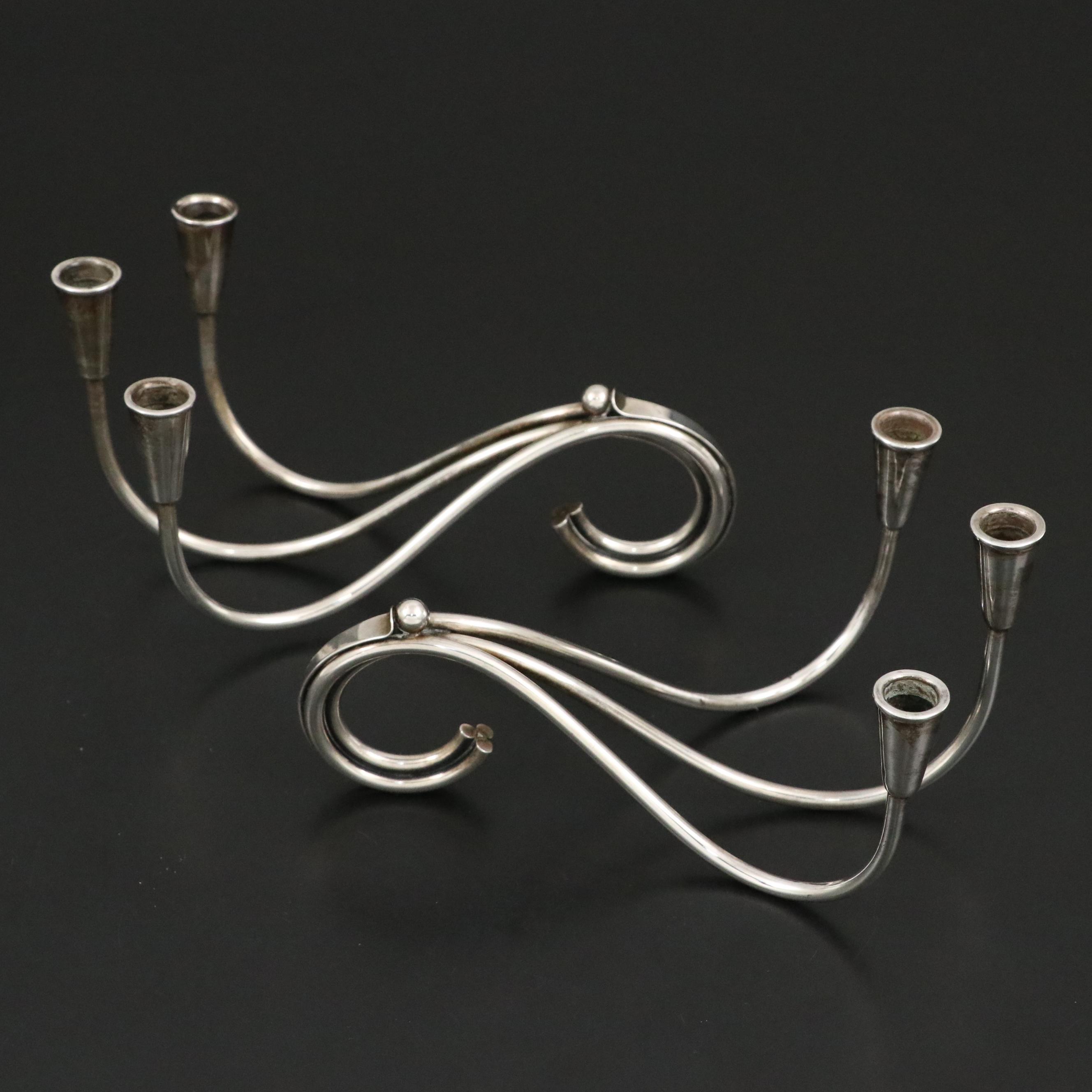 Carl Christiansen Danish Silver Plate Candelabrum, Mid to Late 20th Century