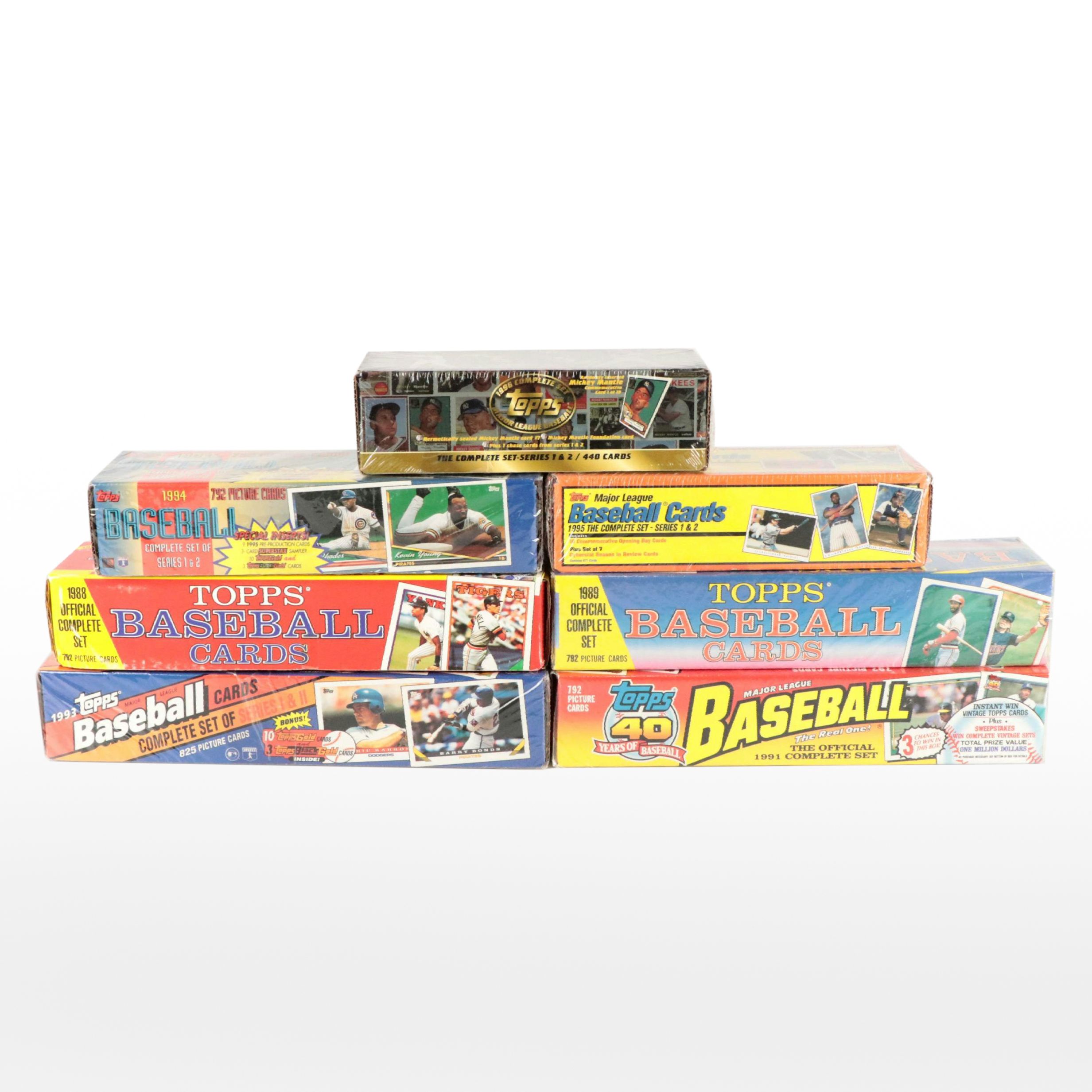 Topps Sealed Baseball Card Sets Featuring Nolan Ryan and More, 1980s-1990s
