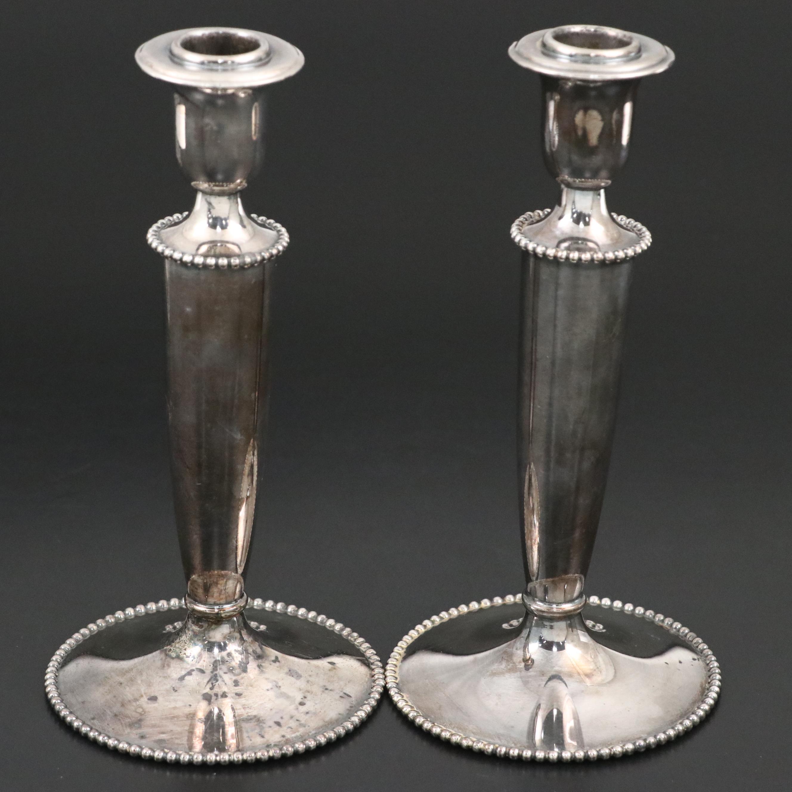 Benedict "American Beauty" Silver Plate Candlesticks and Other Table Accessories