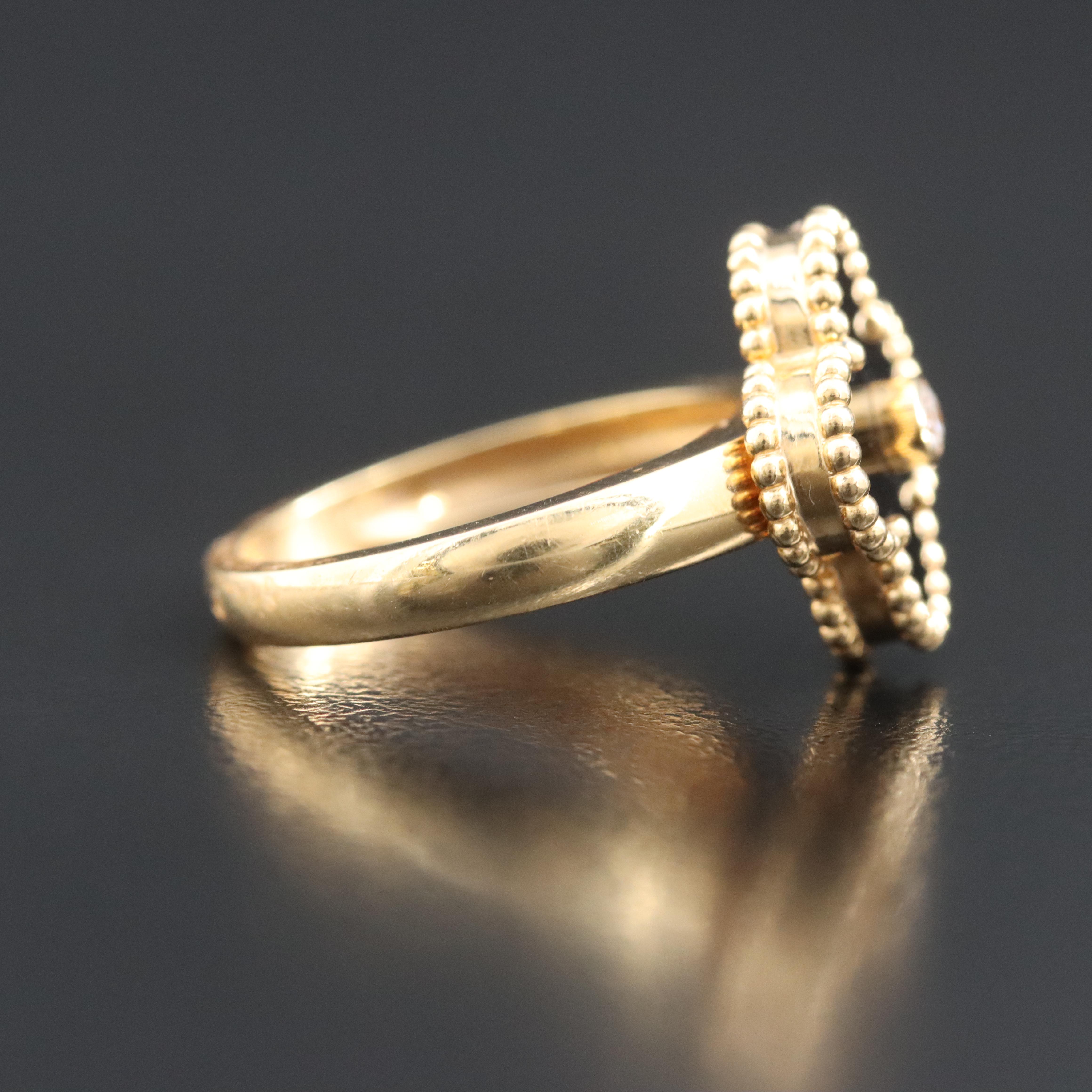 Van Cleef & Arpels Vintage Alhambra 18K Black Onyx and Diamond Ring