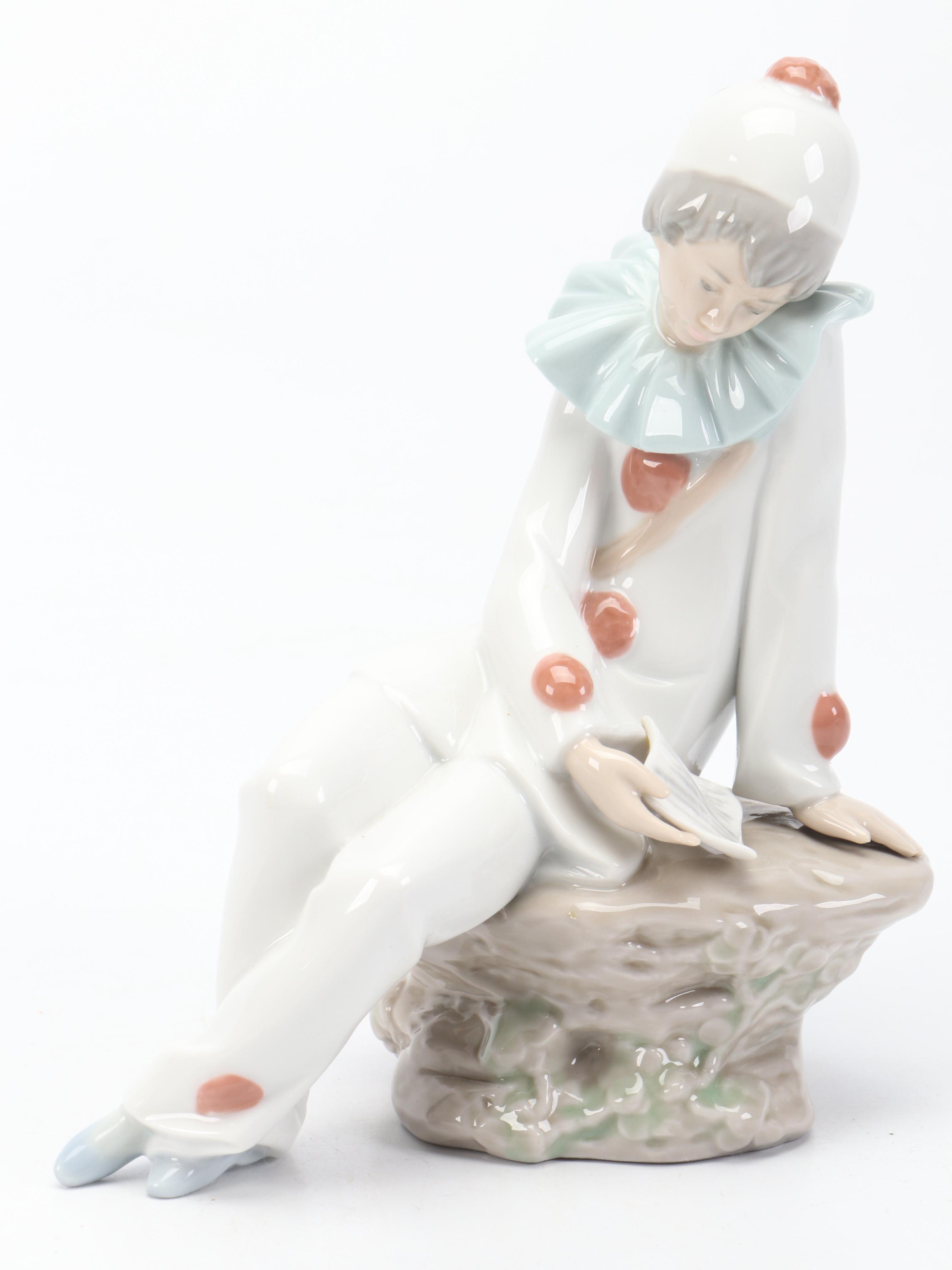 Lladró Porcelain "Tired Friend" and "Love Letter" with Other Porcelain Figurine