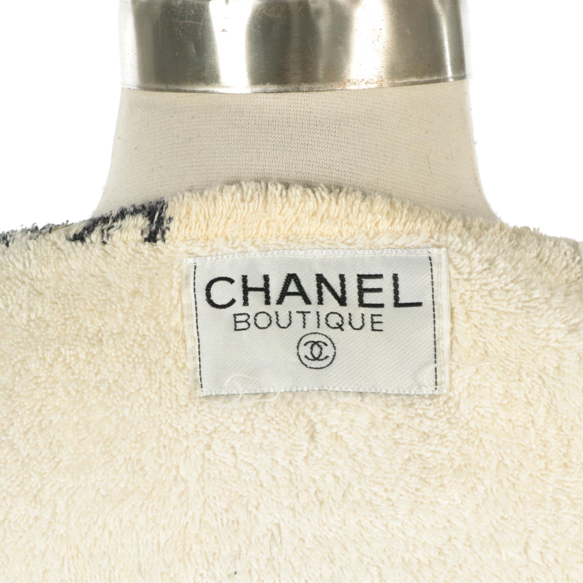 Chanel Vintage Icon Print Terry Cloth Bathrobe-Style Coat, 1990s