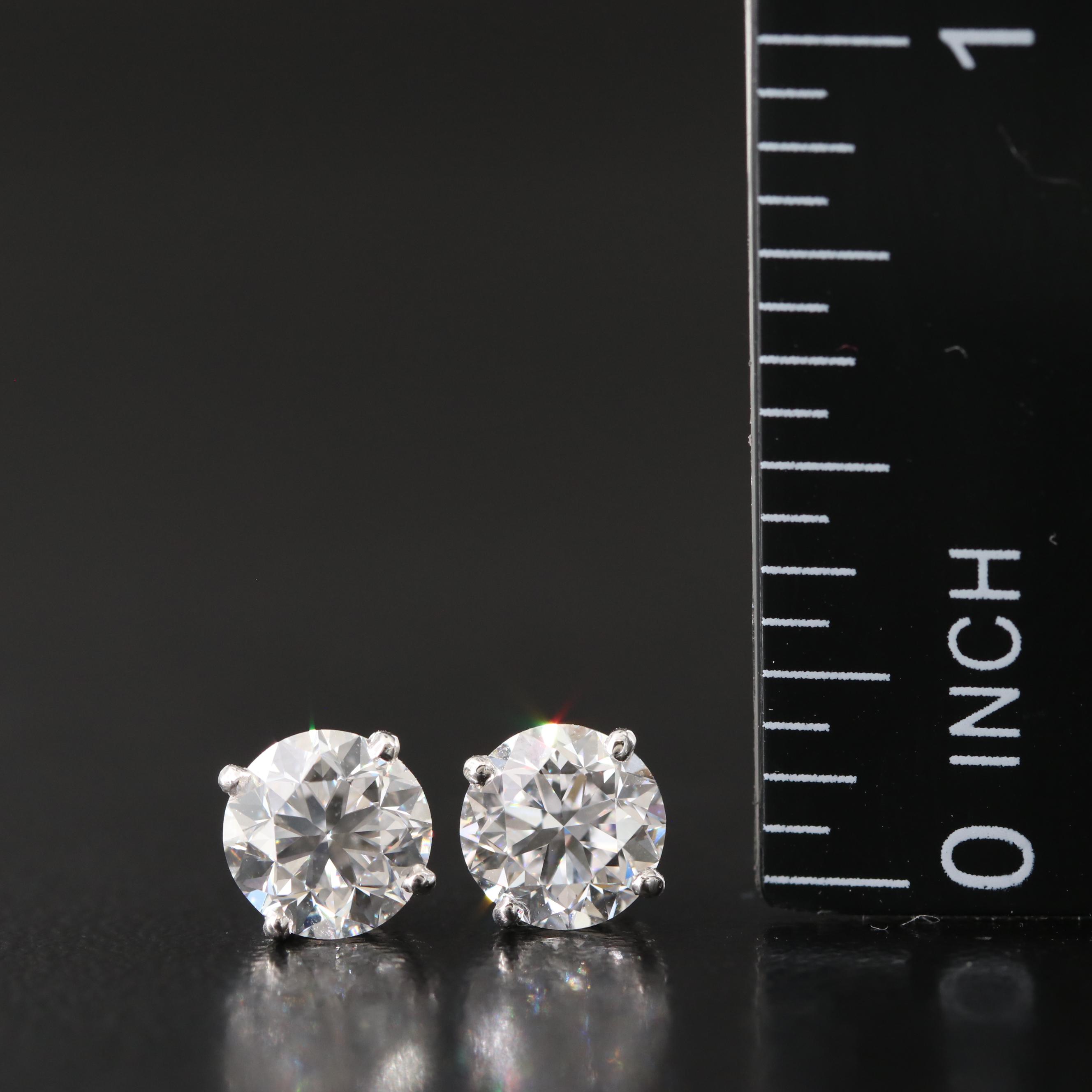 Platinum 2.00 CTW Diamond Stud Earrings with GIA Reports