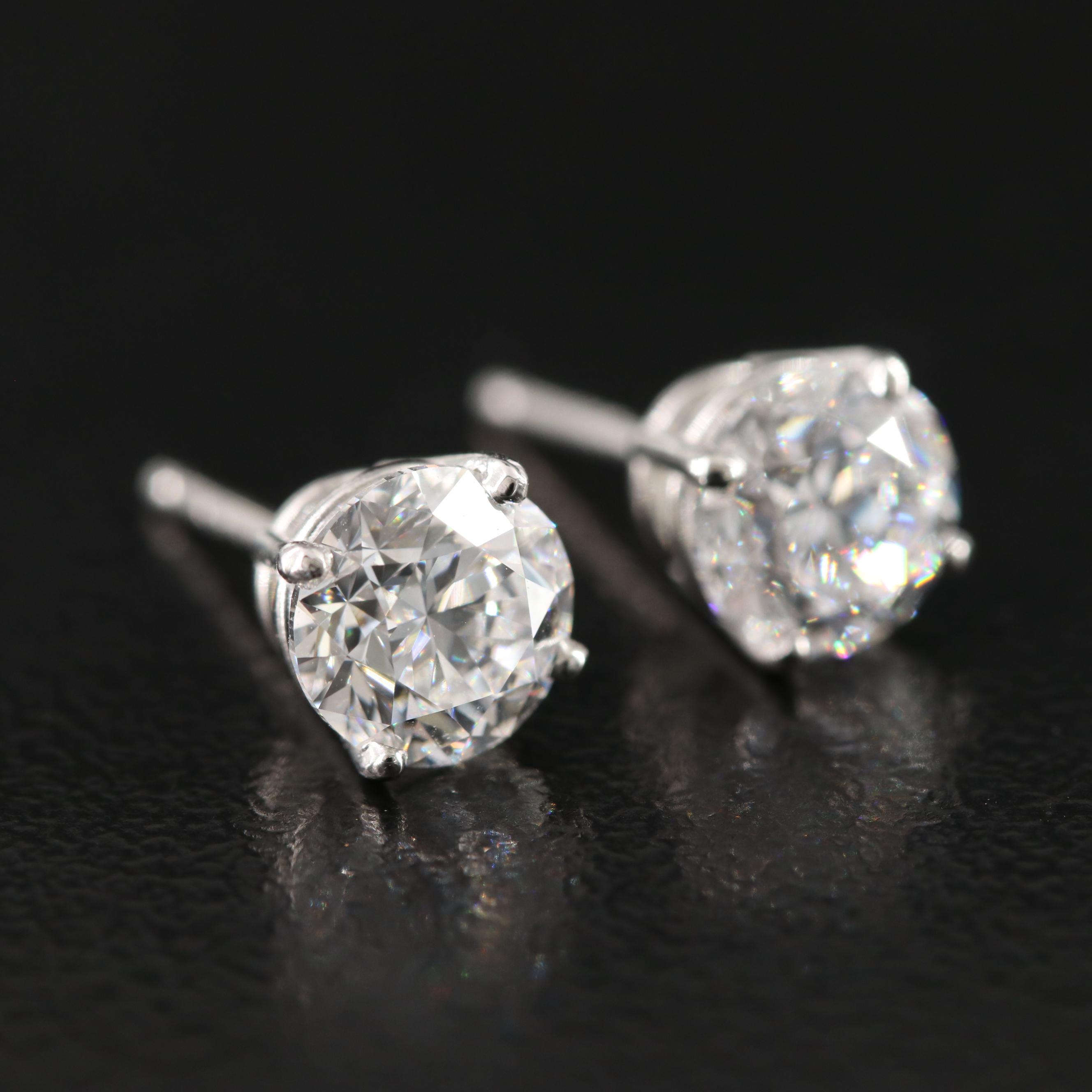 Platinum 2.00 CTW Diamond Stud Earrings with GIA Reports