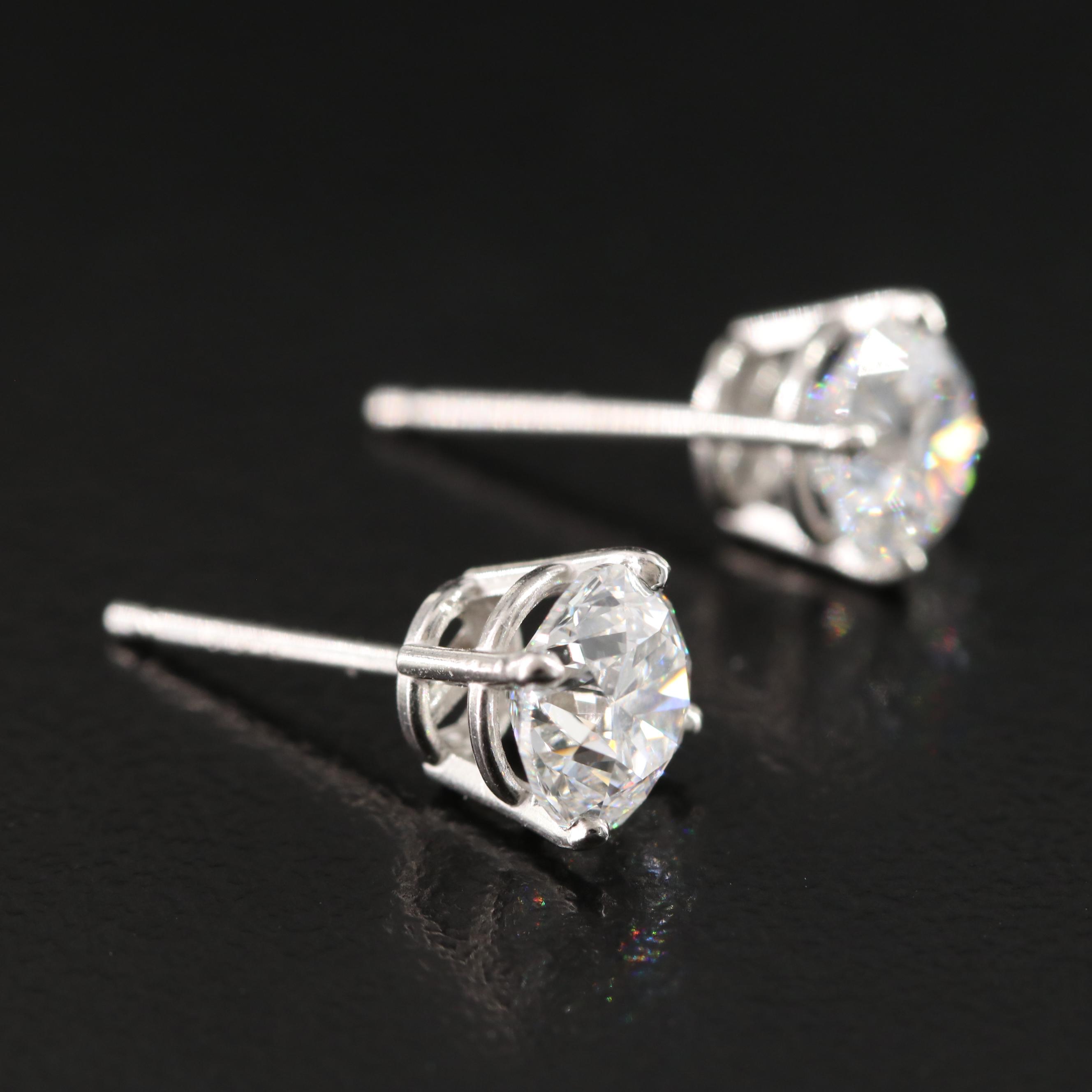 Platinum 2.00 CTW Diamond Stud Earrings with GIA Reports