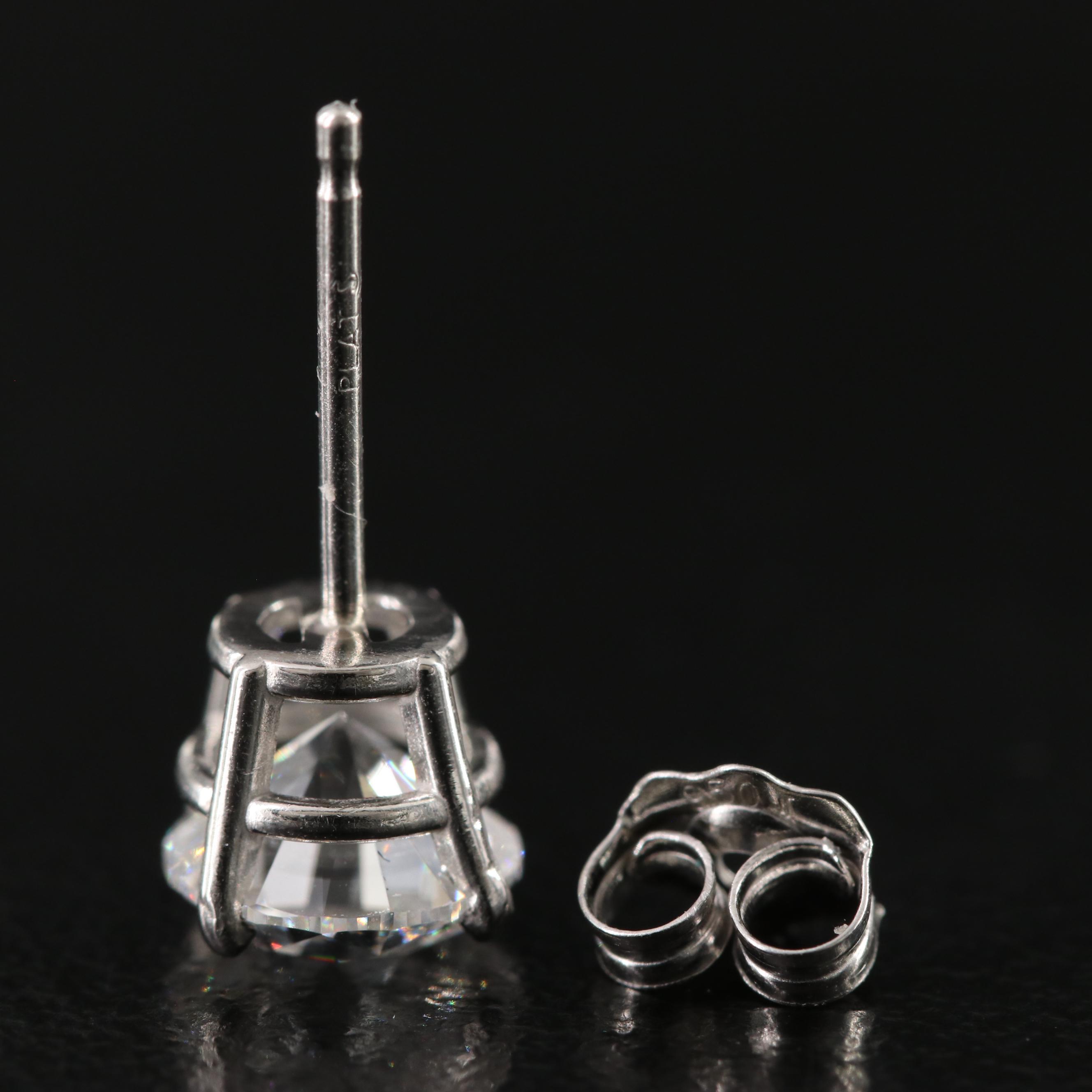 Platinum 2.00 CTW Diamond Stud Earrings with GIA Reports