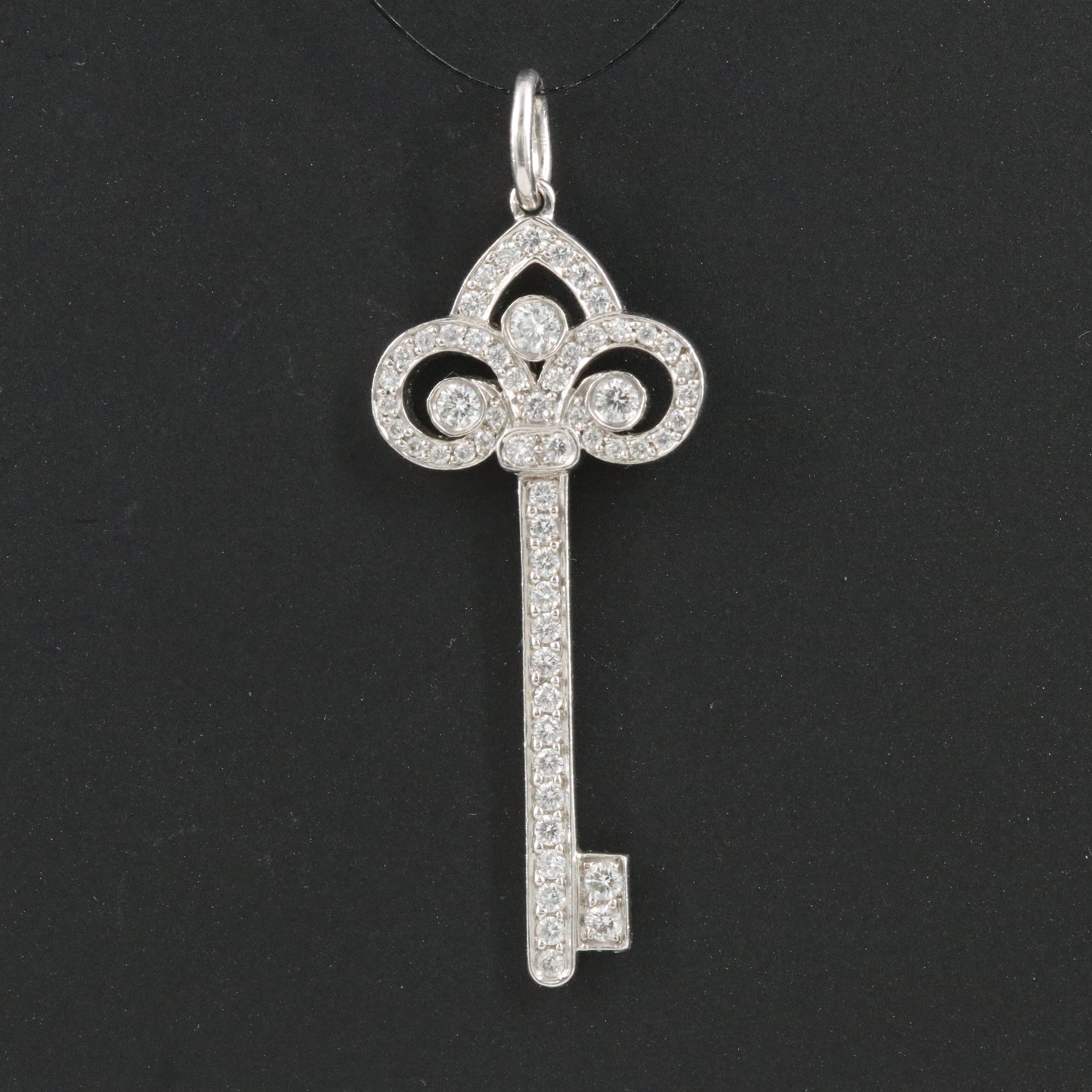 Tiffany & Co. Fleur de Lis Platinum 0.41 CTW Diamond Key Pendant