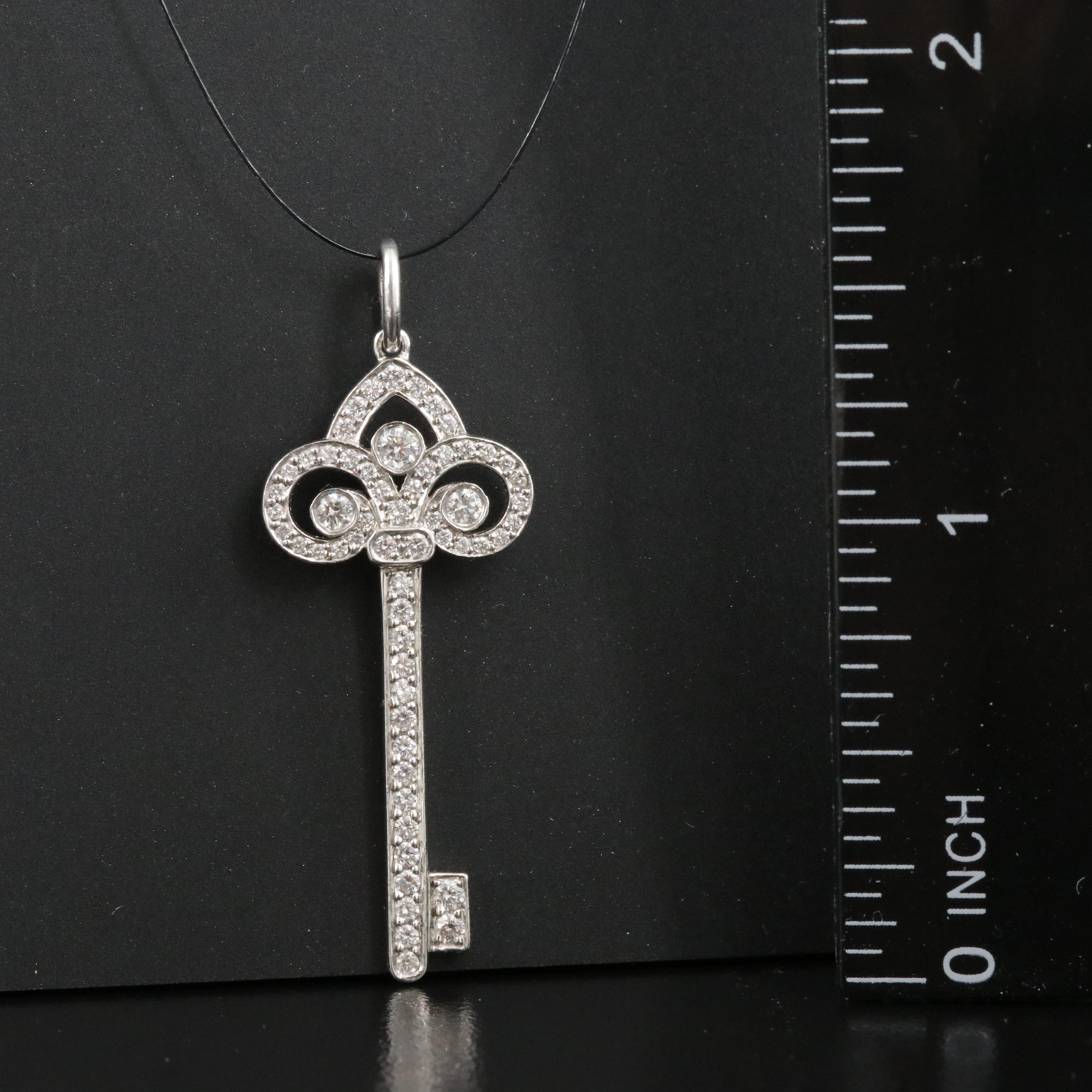 Tiffany & Co. Fleur de Lis Platinum 0.41 CTW Diamond Key Pendant