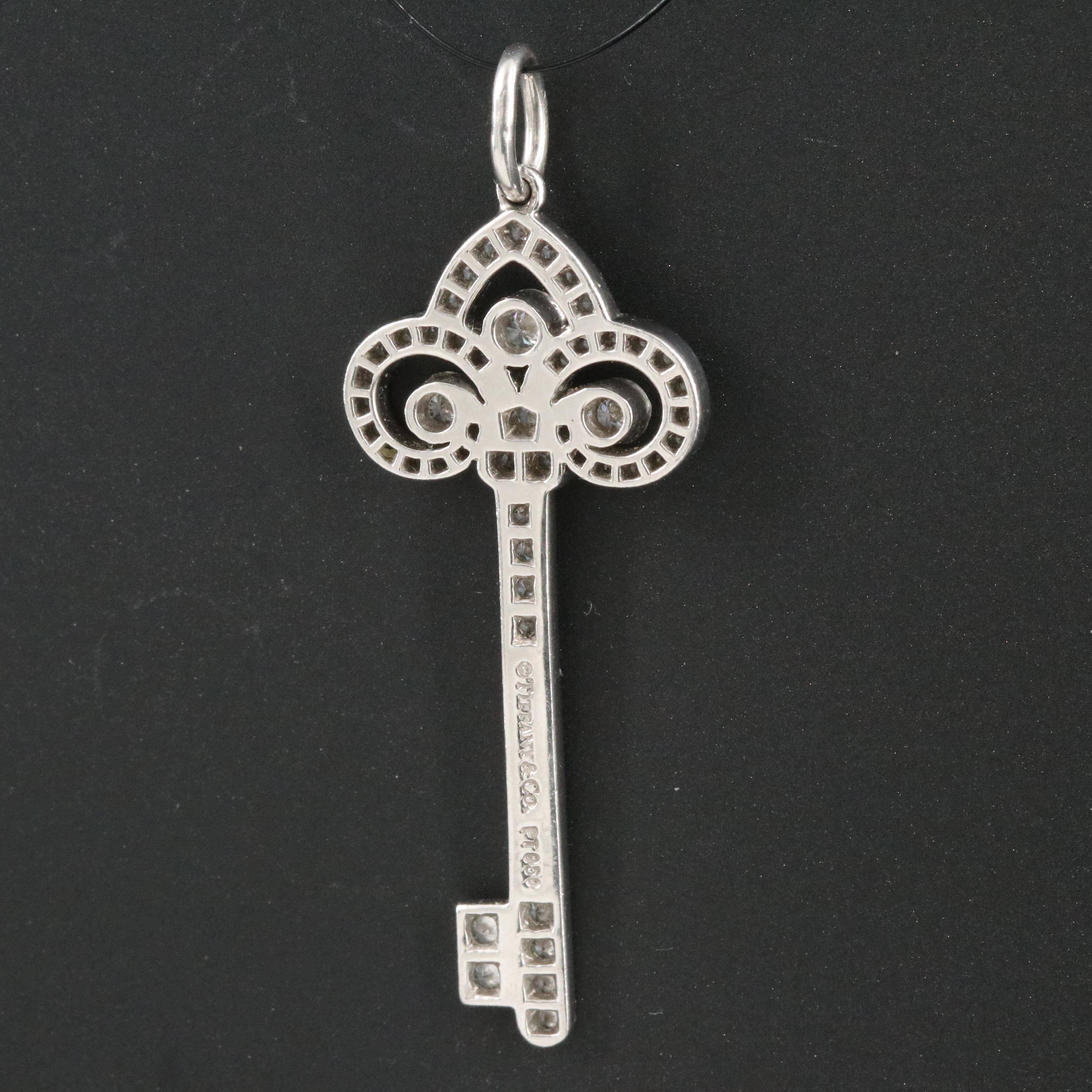 Tiffany & Co. Fleur de Lis Platinum 0.41 CTW Diamond Key Pendant