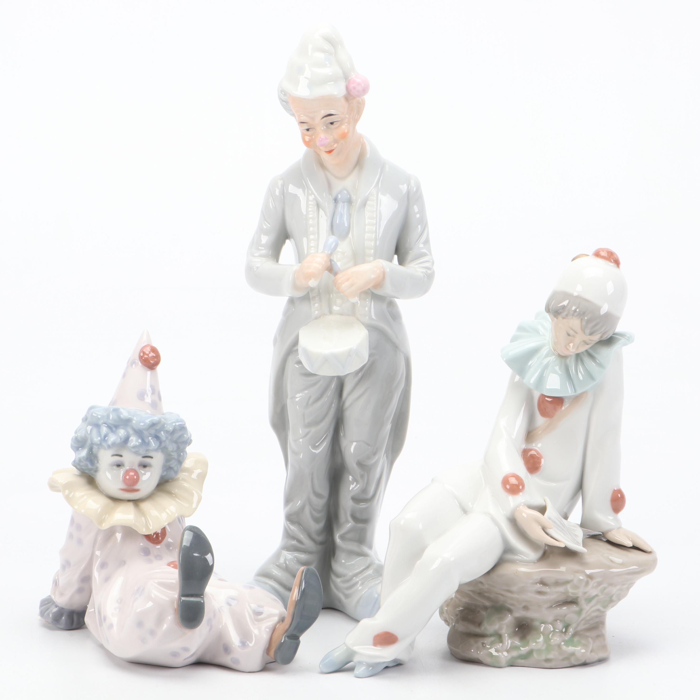 Lladró Porcelain "Tired Friend" and "Love Letter" with Other Porcelain Figurine