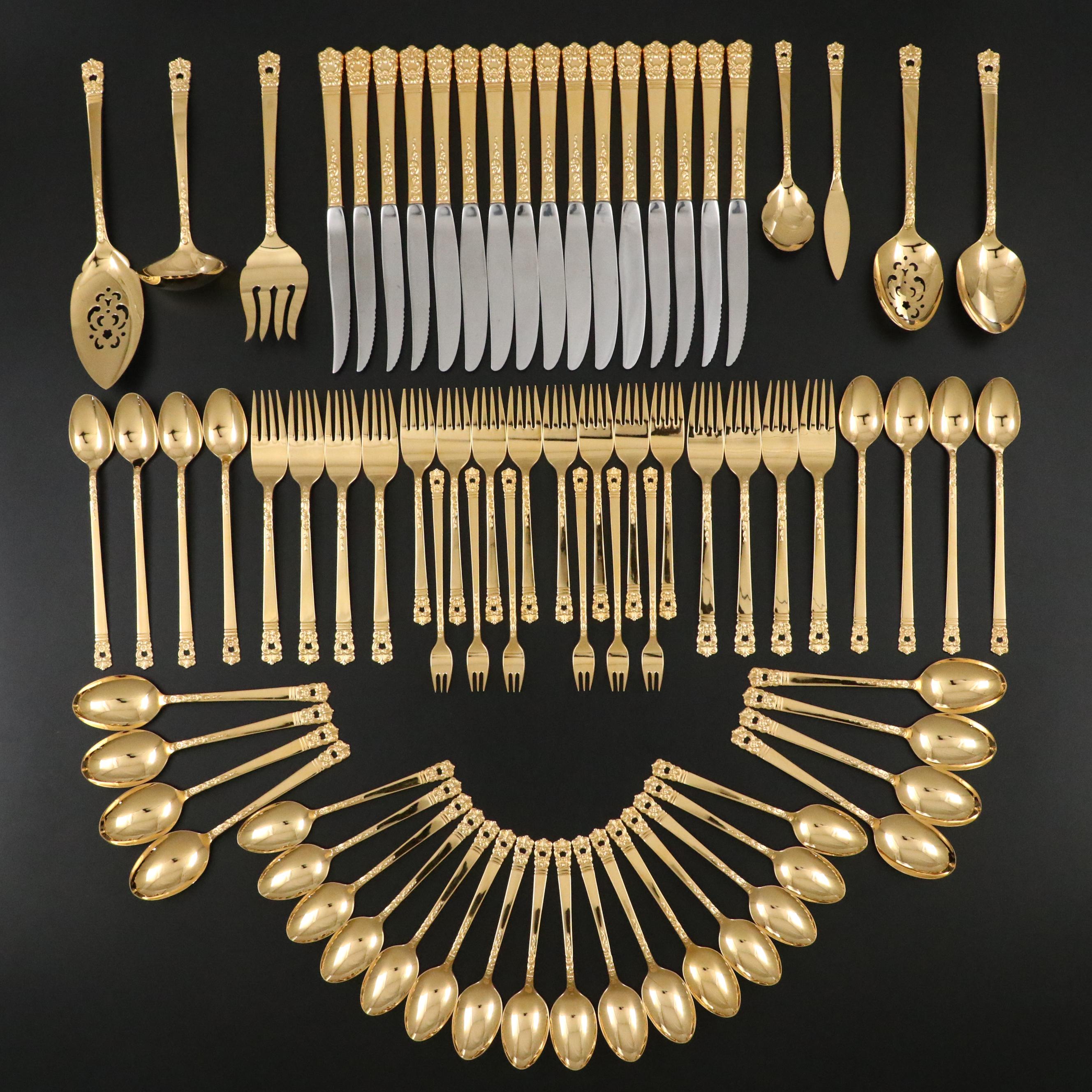 Oneida "Golden Scandinavia" Gold Washed Silver Plate Flatware