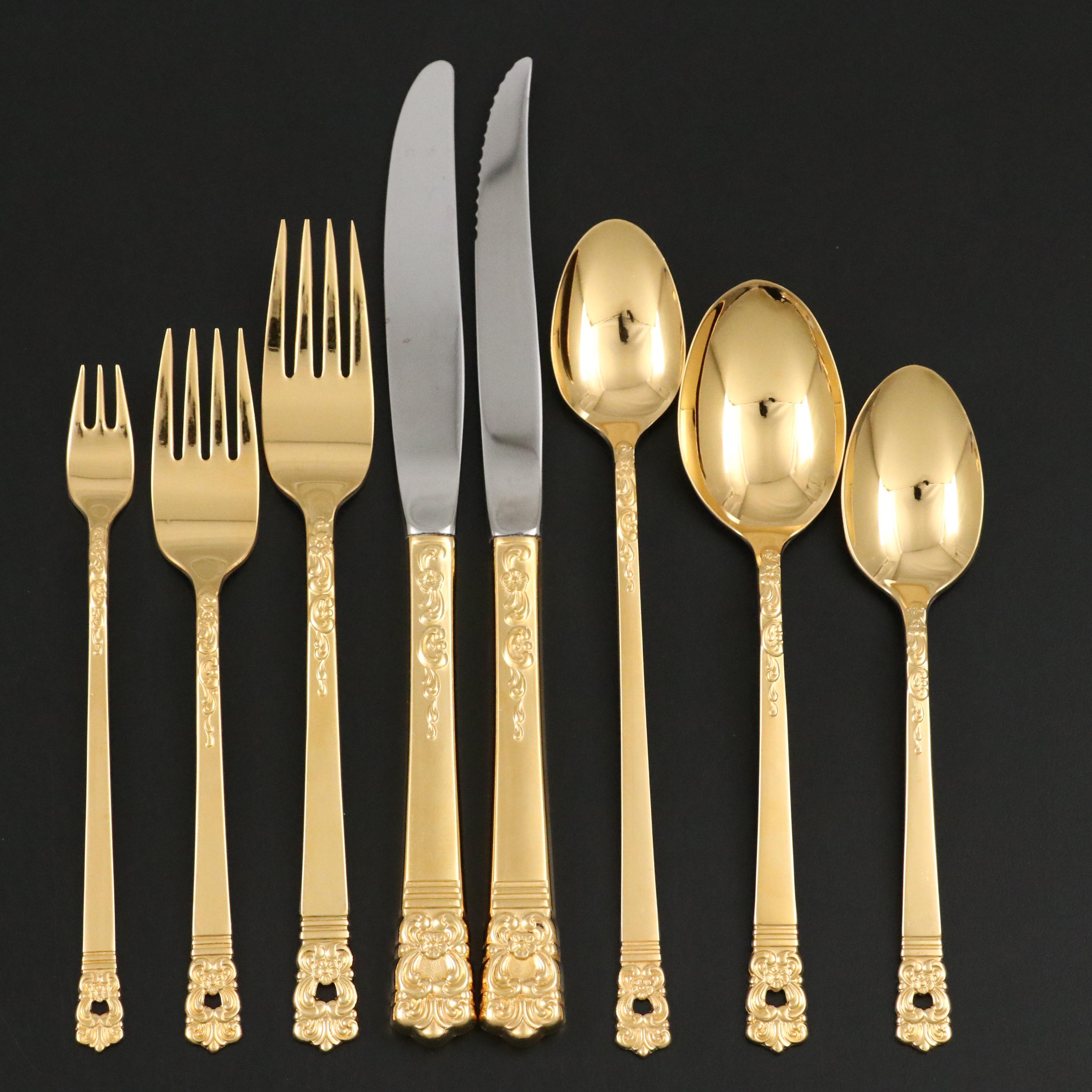 Oneida "Golden Scandinavia" Gold Washed Silver Plate Flatware