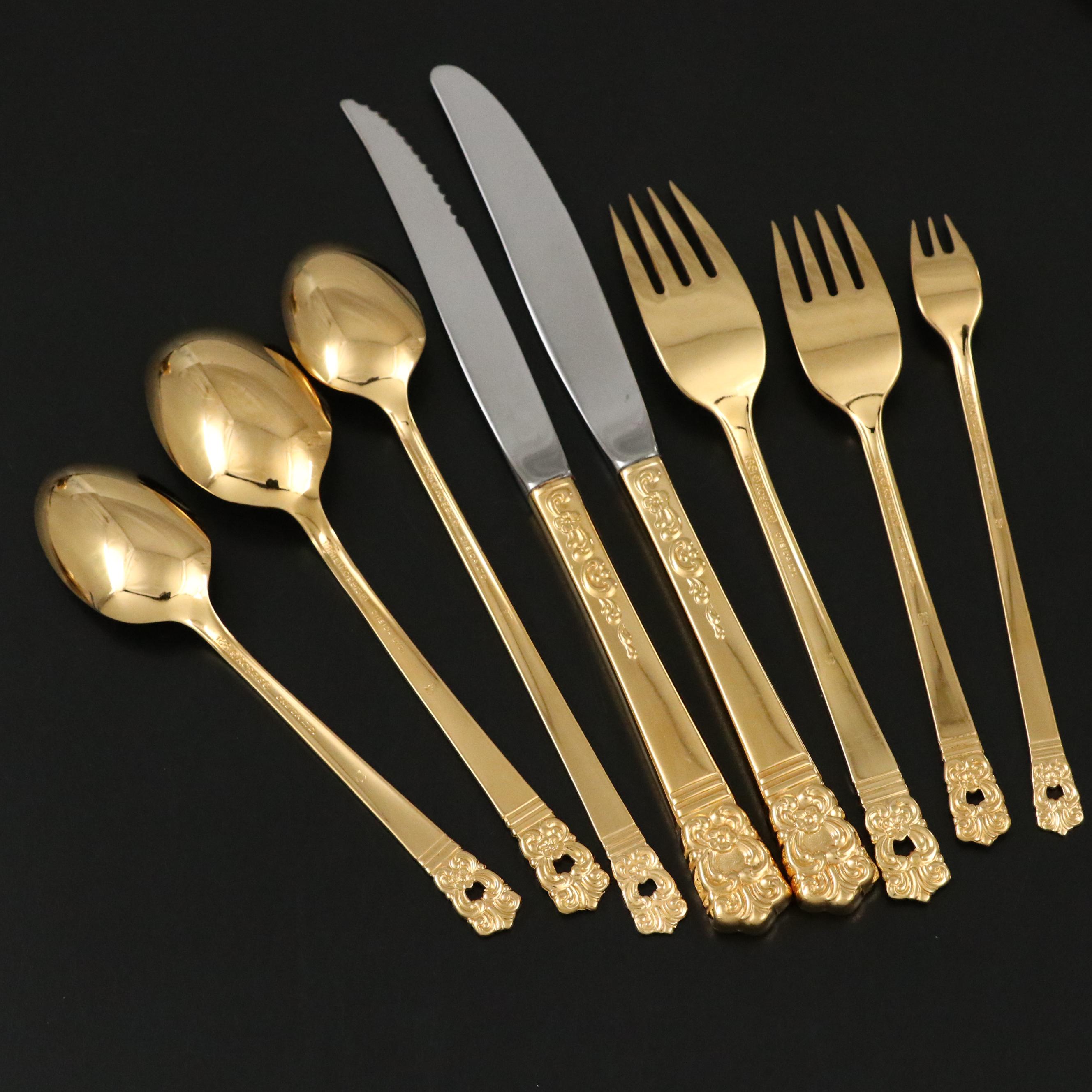 Oneida "Golden Scandinavia" Gold Washed Silver Plate Flatware