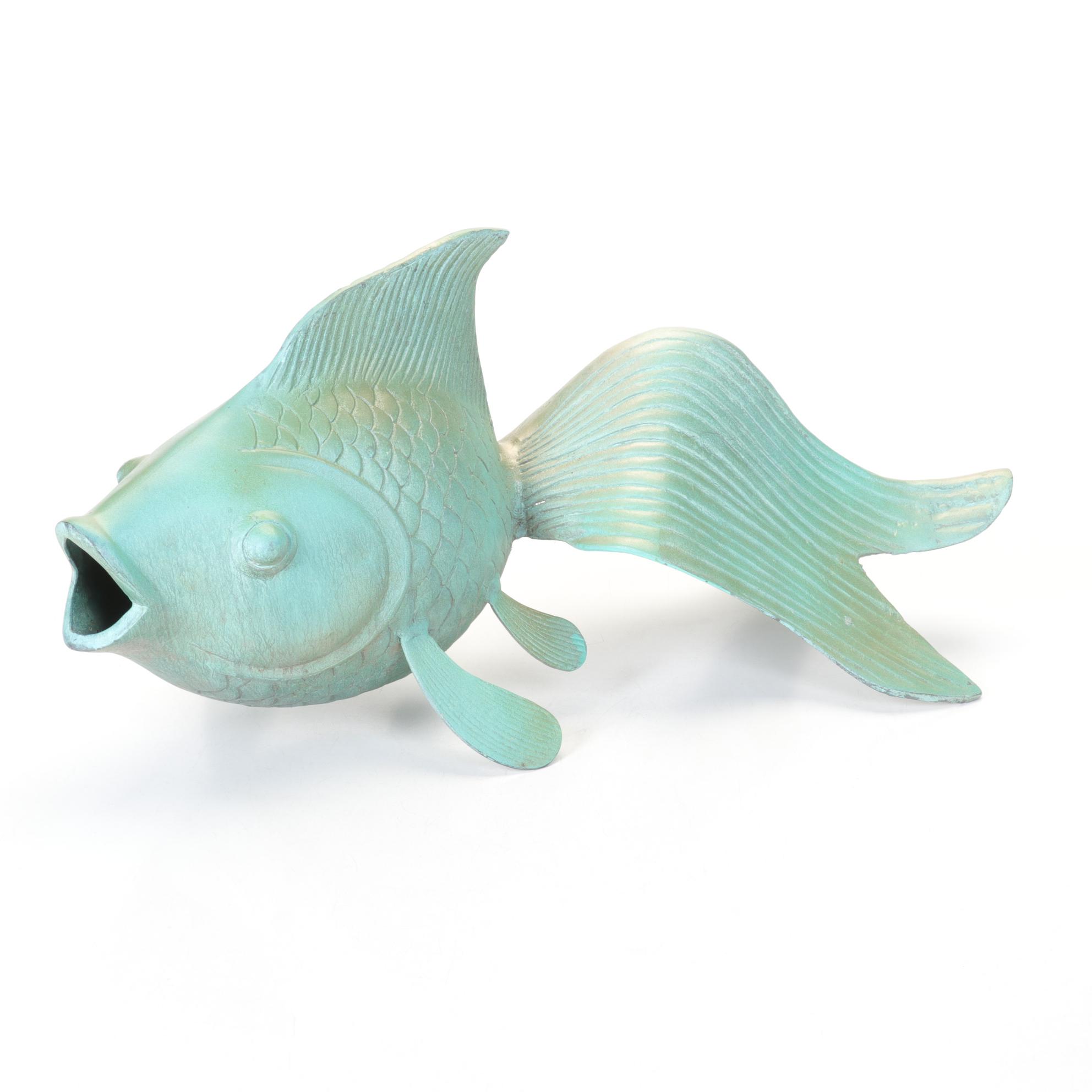 Aquamarine Koi Fish Bronze Sculpture