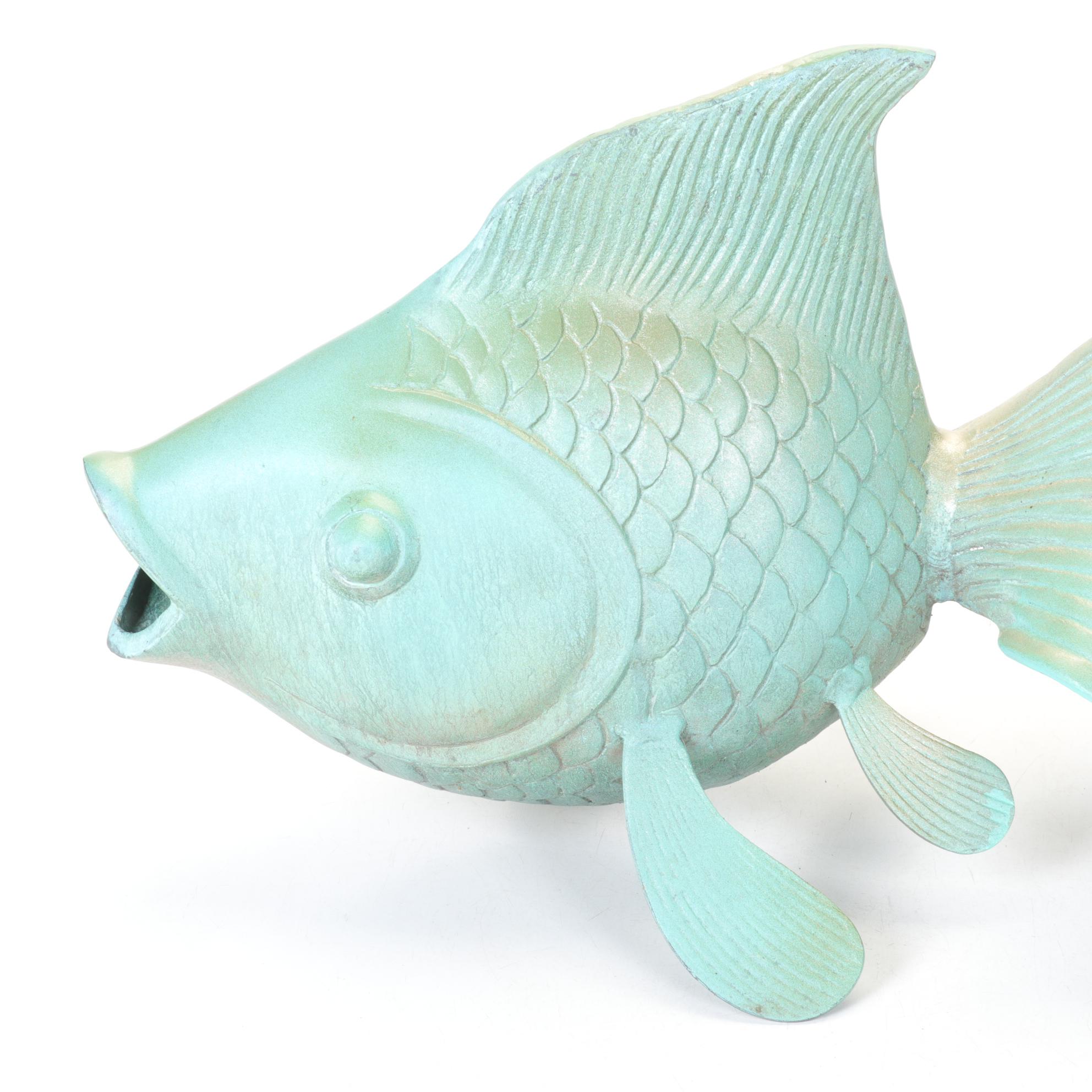 Aquamarine Koi Fish Bronze Sculpture