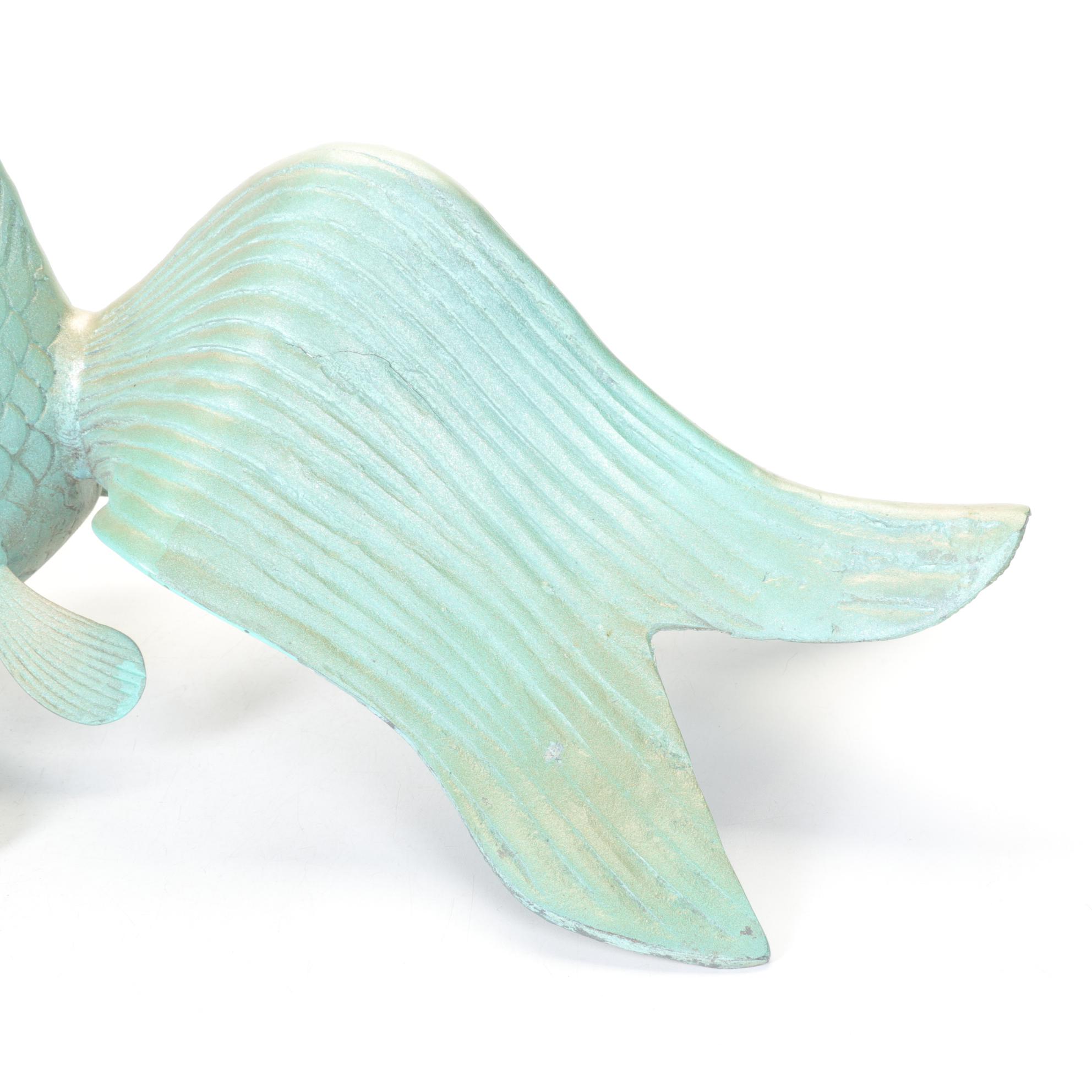 Aquamarine Koi Fish Bronze Sculpture