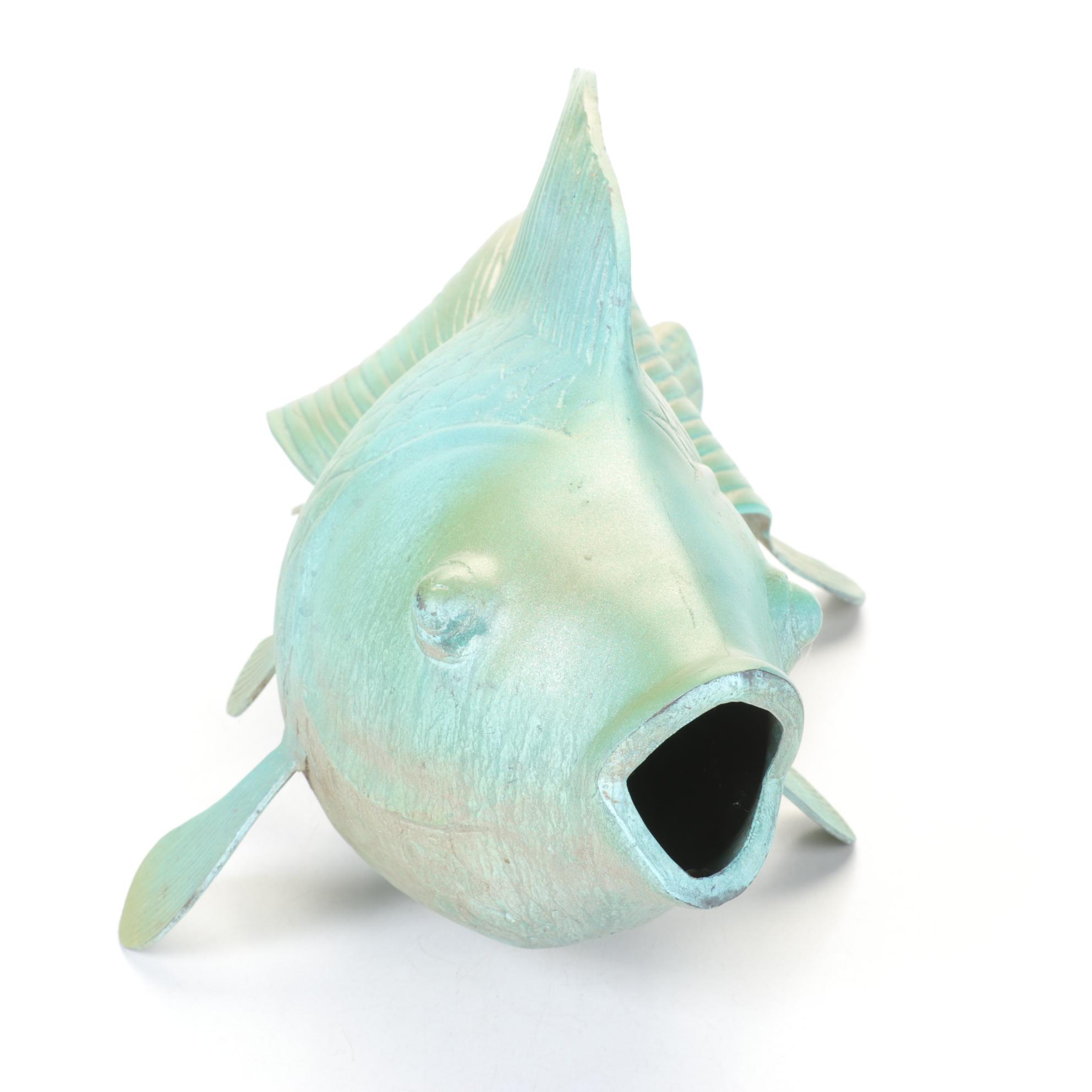 Aquamarine Koi Fish Bronze Sculpture
