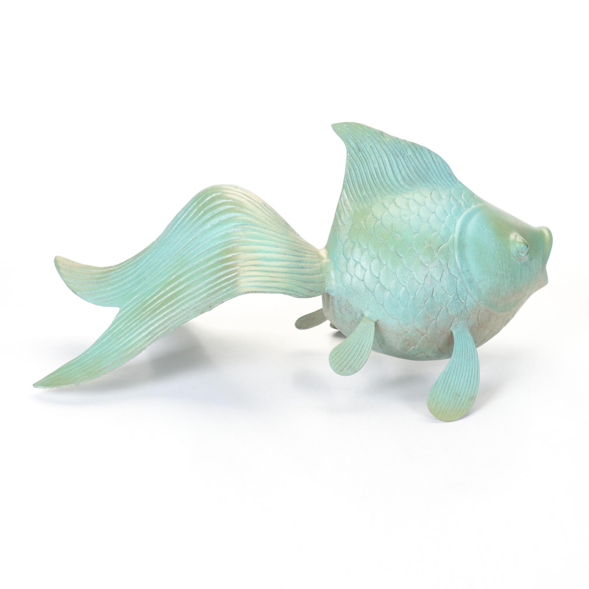 Aquamarine Koi Fish Bronze Sculpture