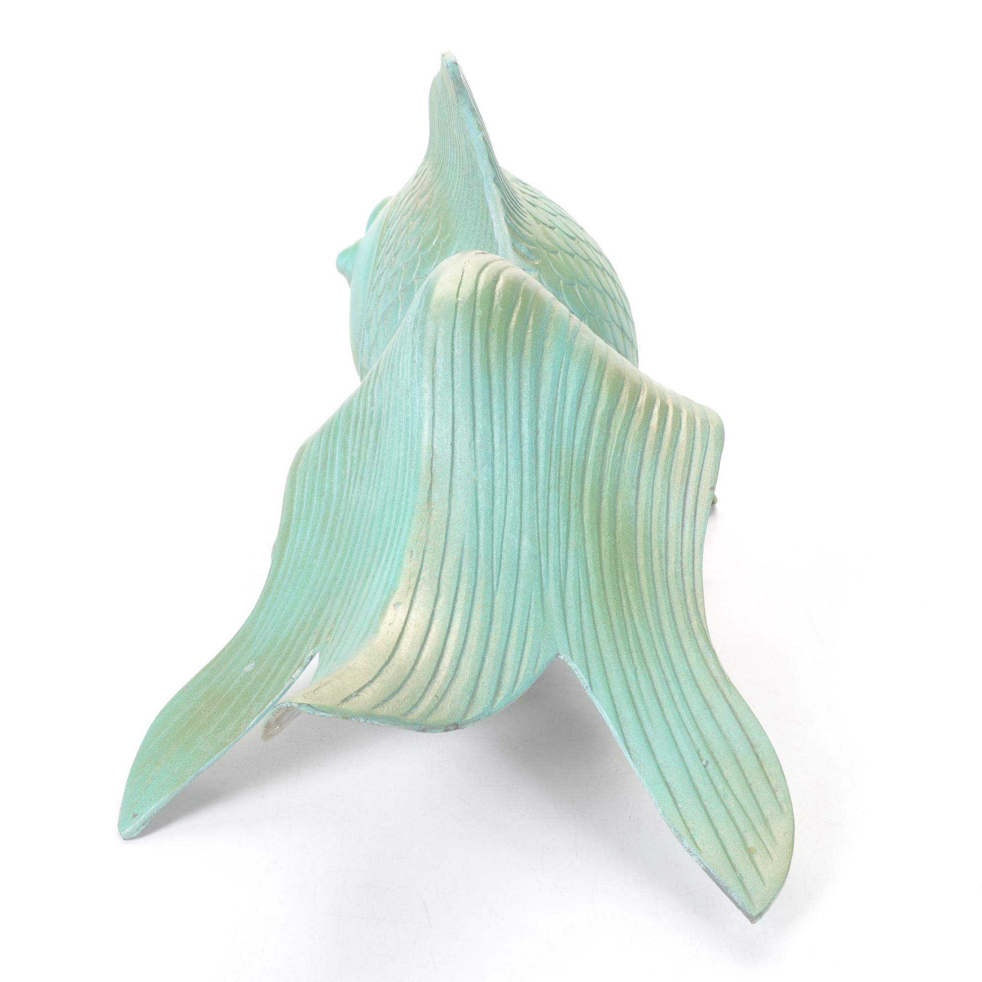 Aquamarine Koi Fish Bronze Sculpture