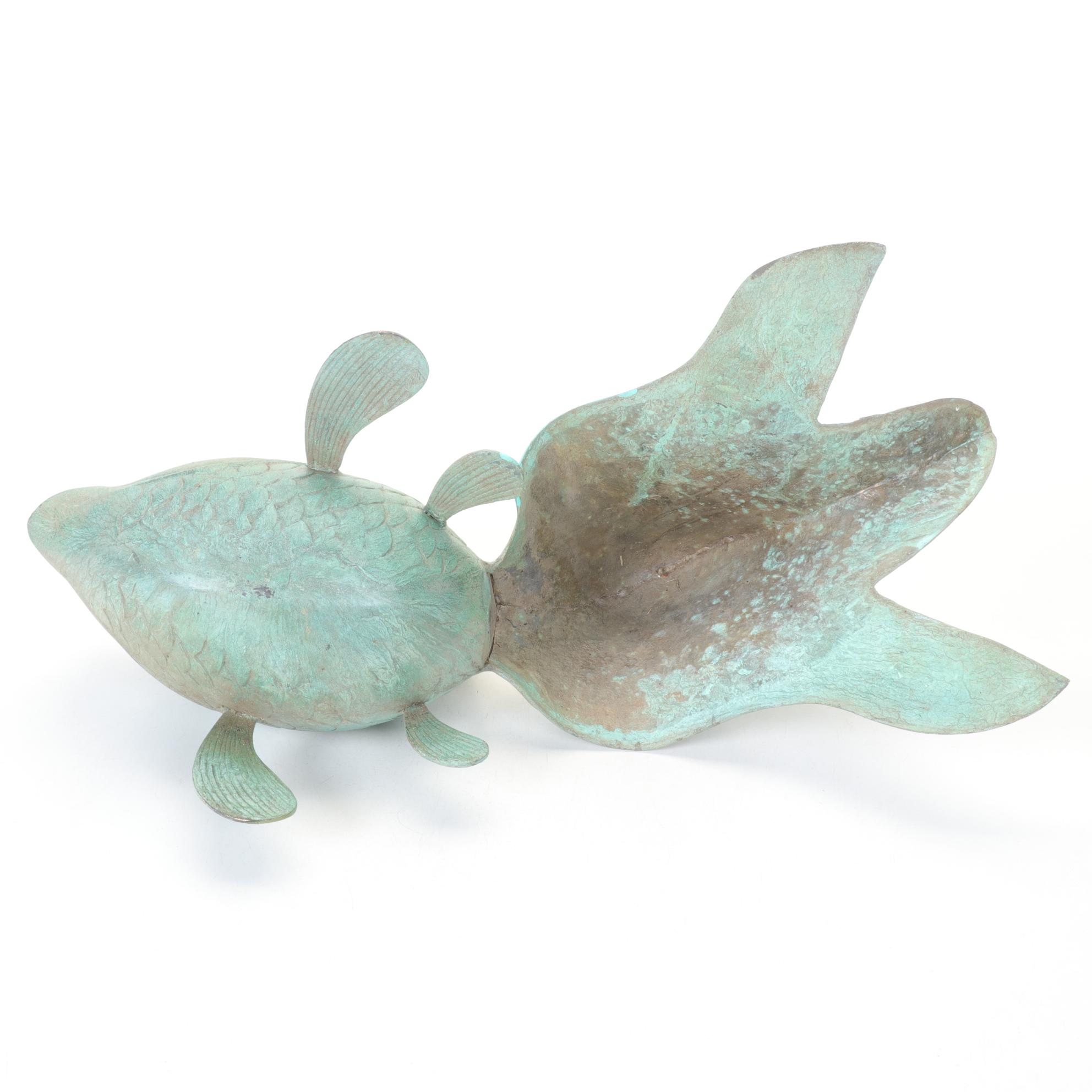 Aquamarine Koi Fish Bronze Sculpture