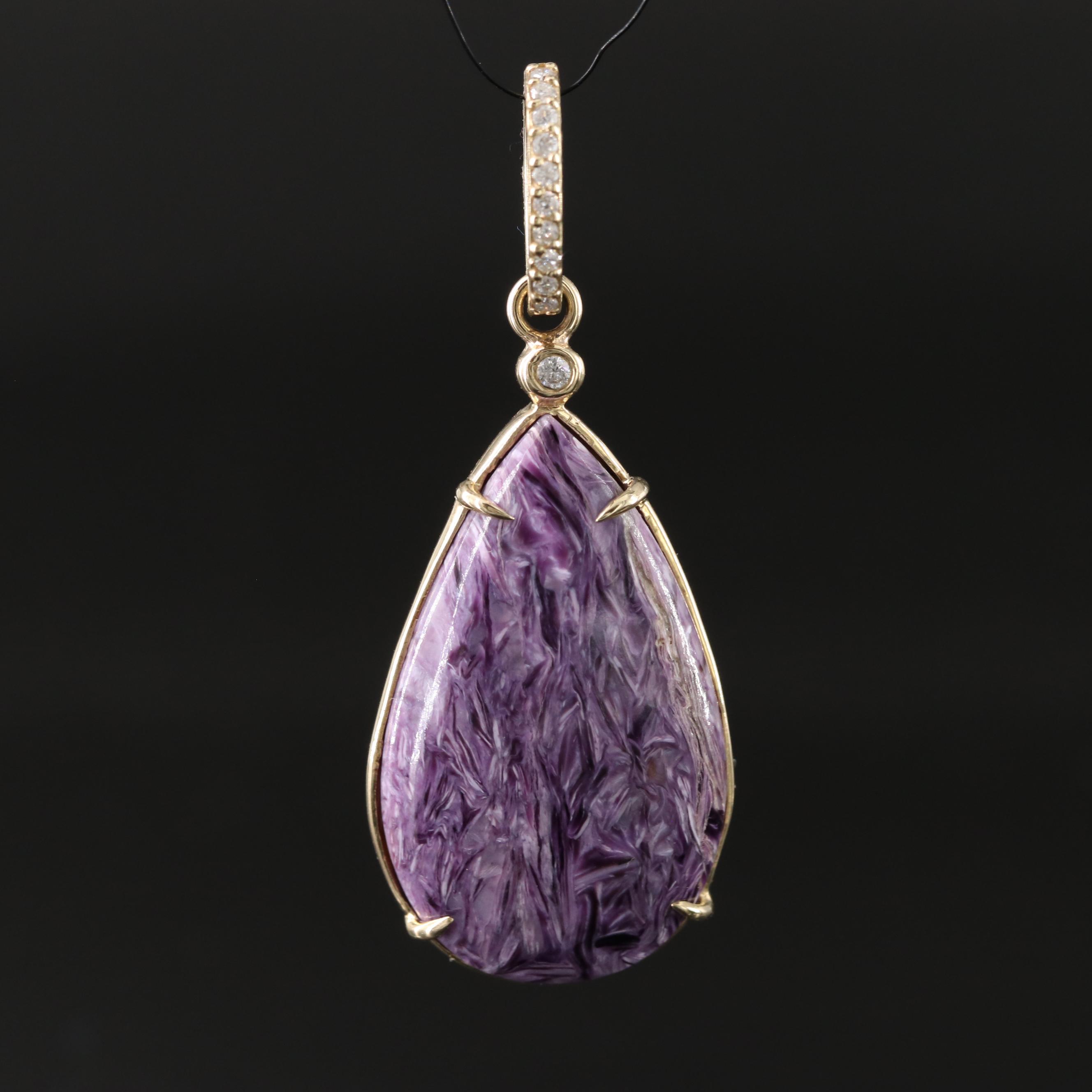 Sheryl Lowe 14K Charoite and Diamond Pendant