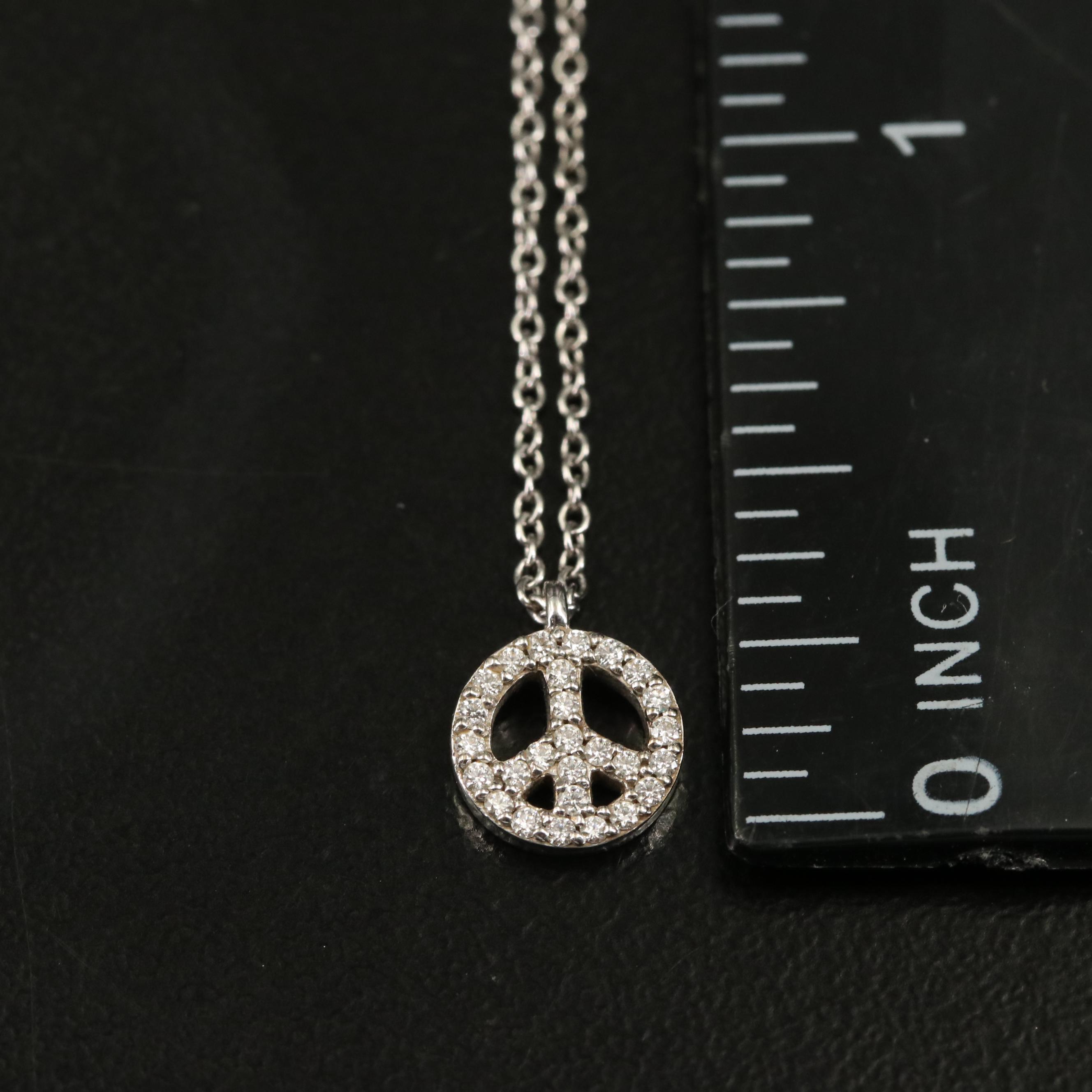Tiffany & Co. 18K Diamond Peace Symbol Pendant Necklace