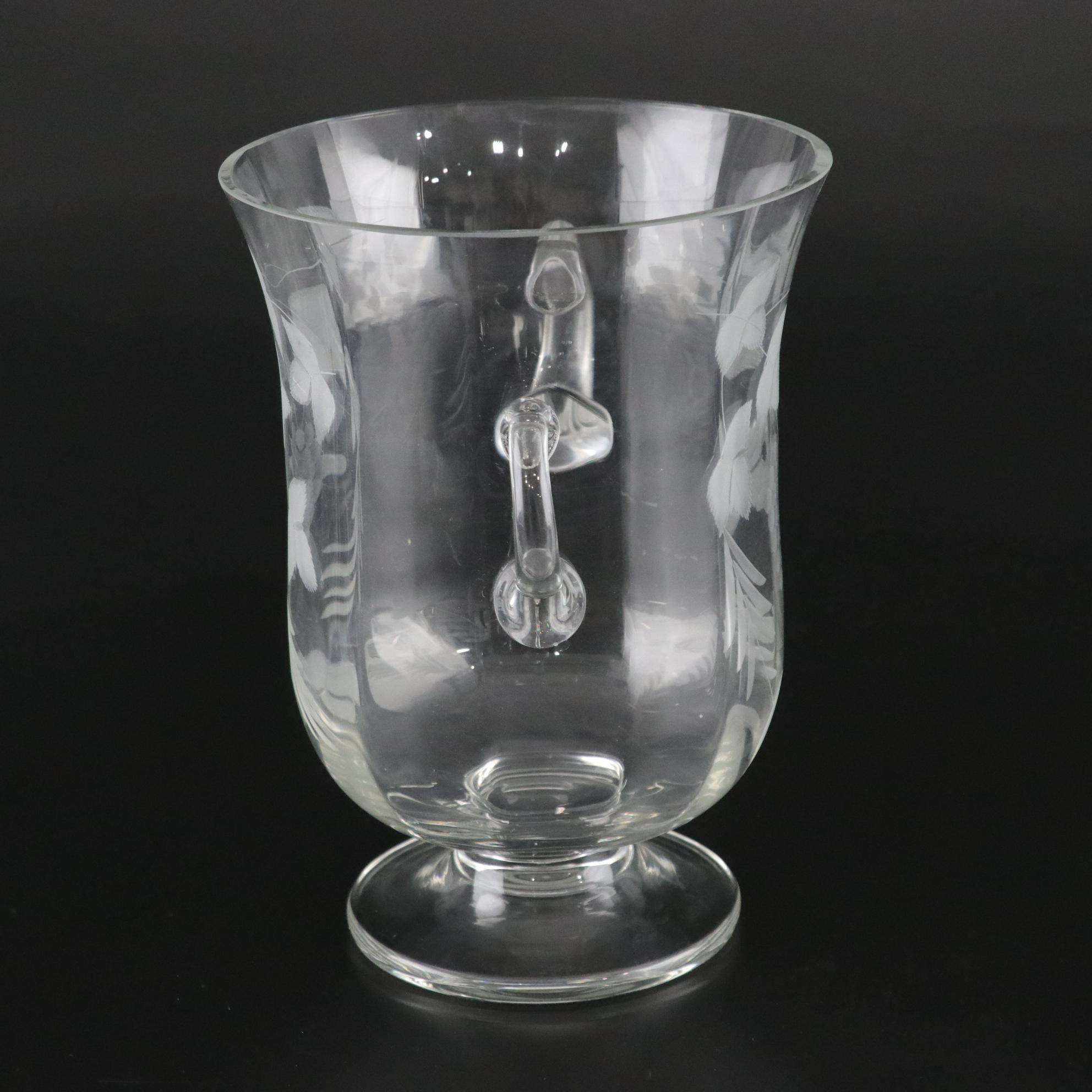 Etched Glass Wine Bucket with Grapevine Motif