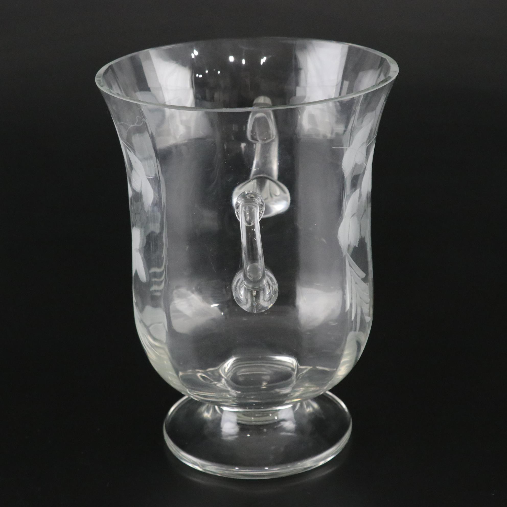 Etched Glass Wine Bucket with Grapevine Motif