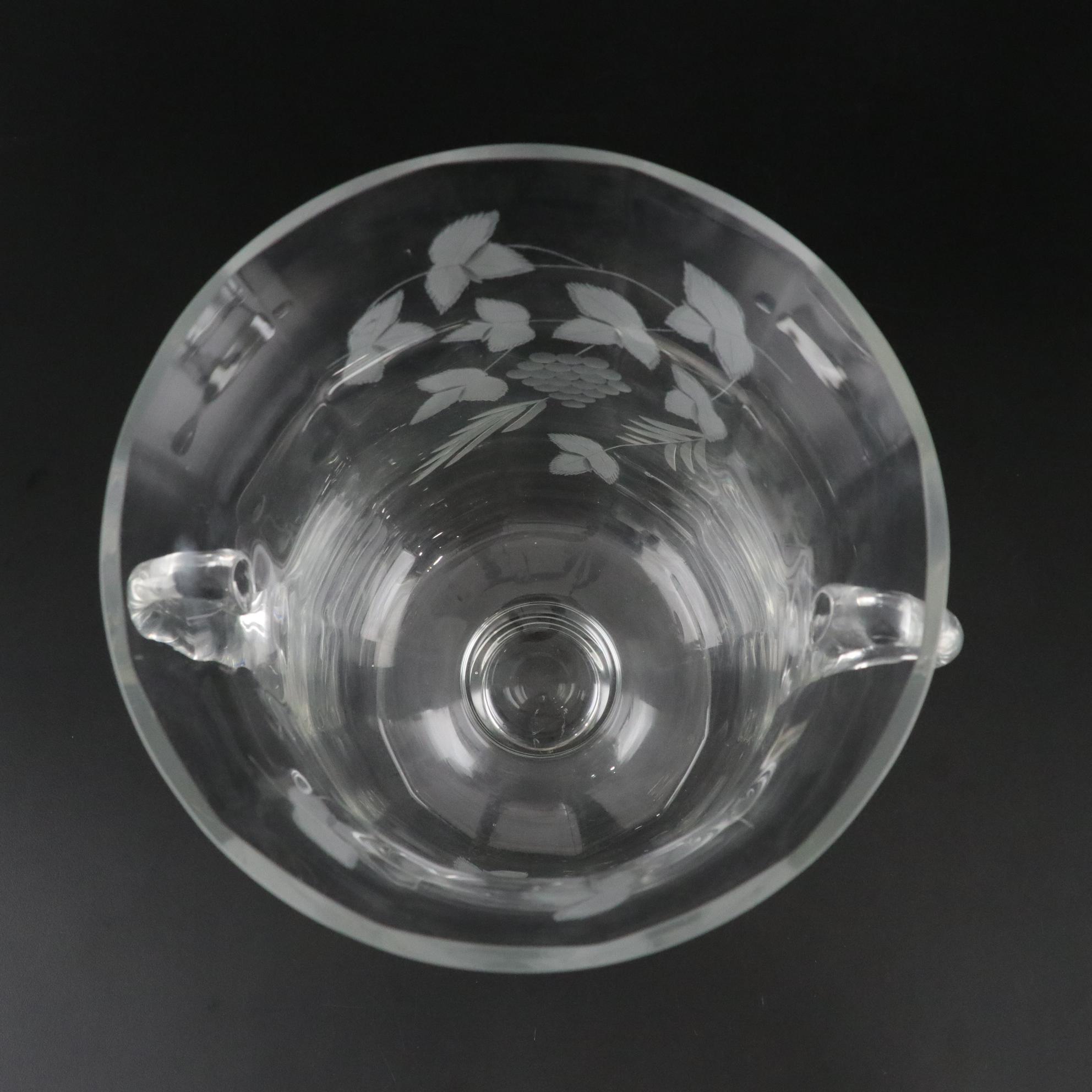Etched Glass Wine Bucket with Grapevine Motif