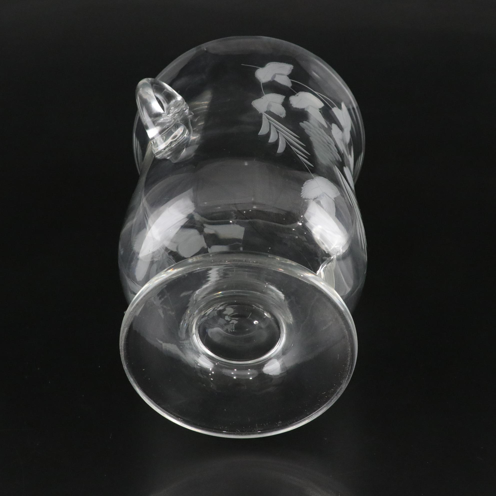 Etched Glass Wine Bucket with Grapevine Motif