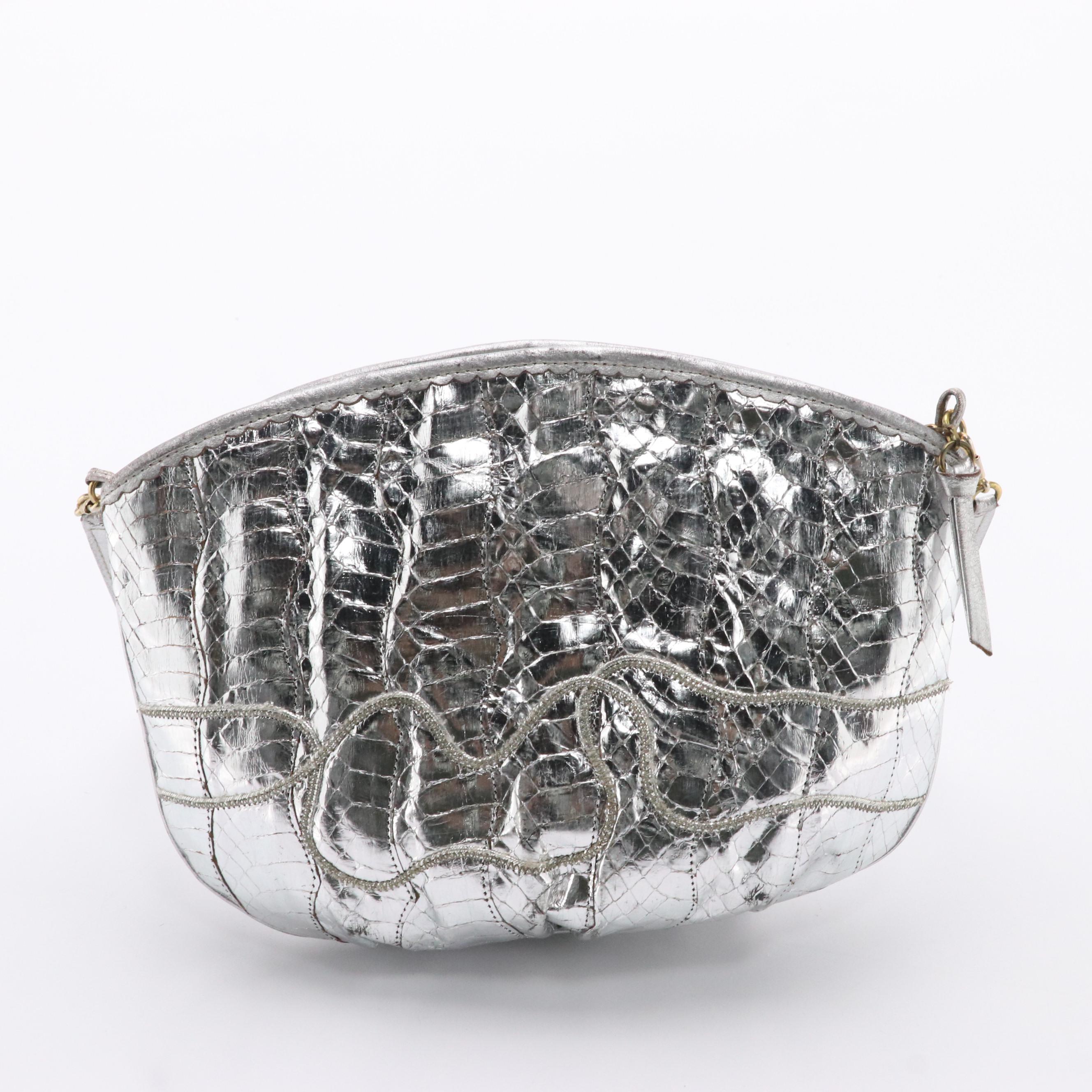 Carlo Fiori Metallic Snakeskin and Metallic Print Leather Shoulder Bags