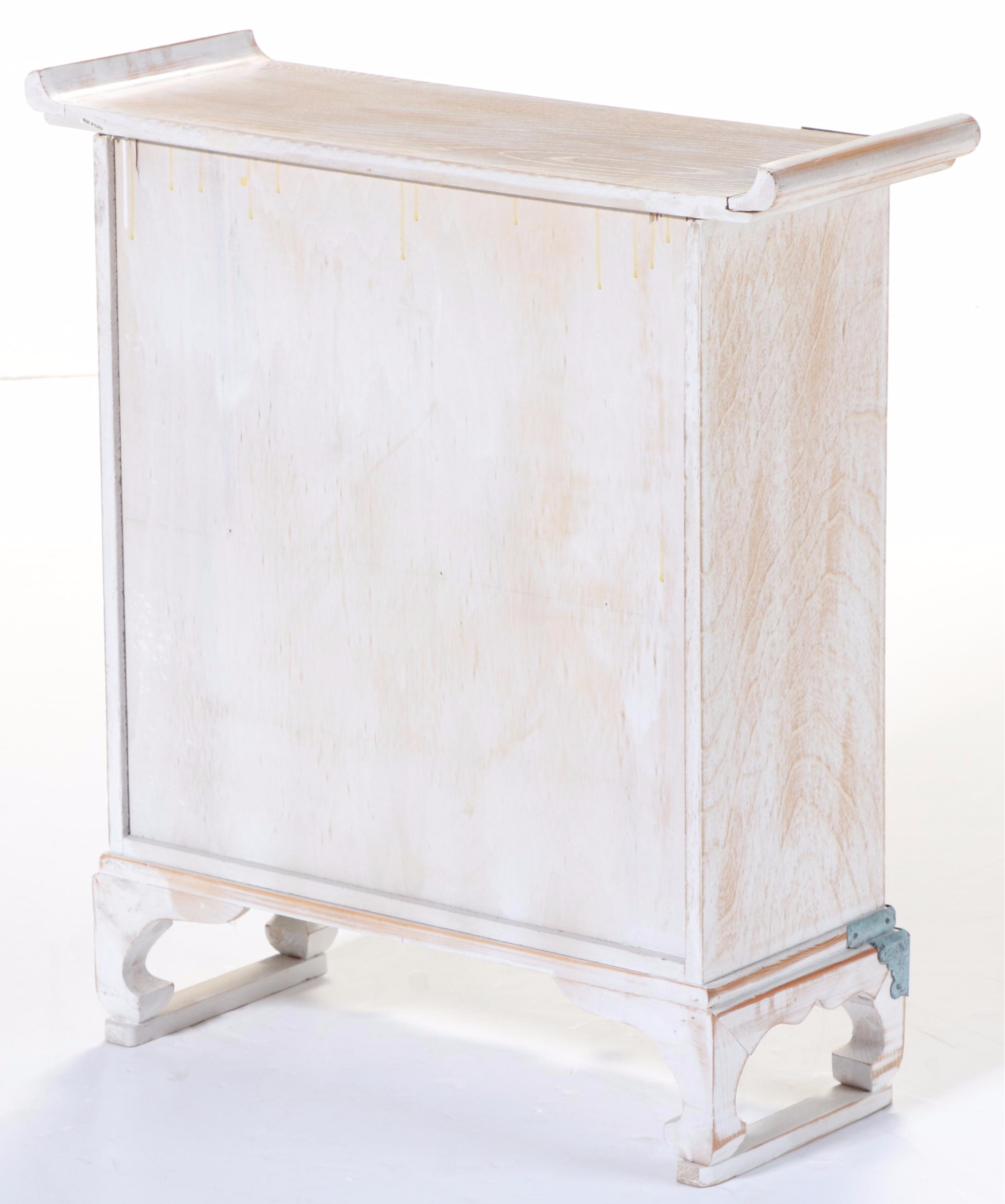 Korean Cerused Wood and Verdigris-Patinated Metal Apothecary Cabinet