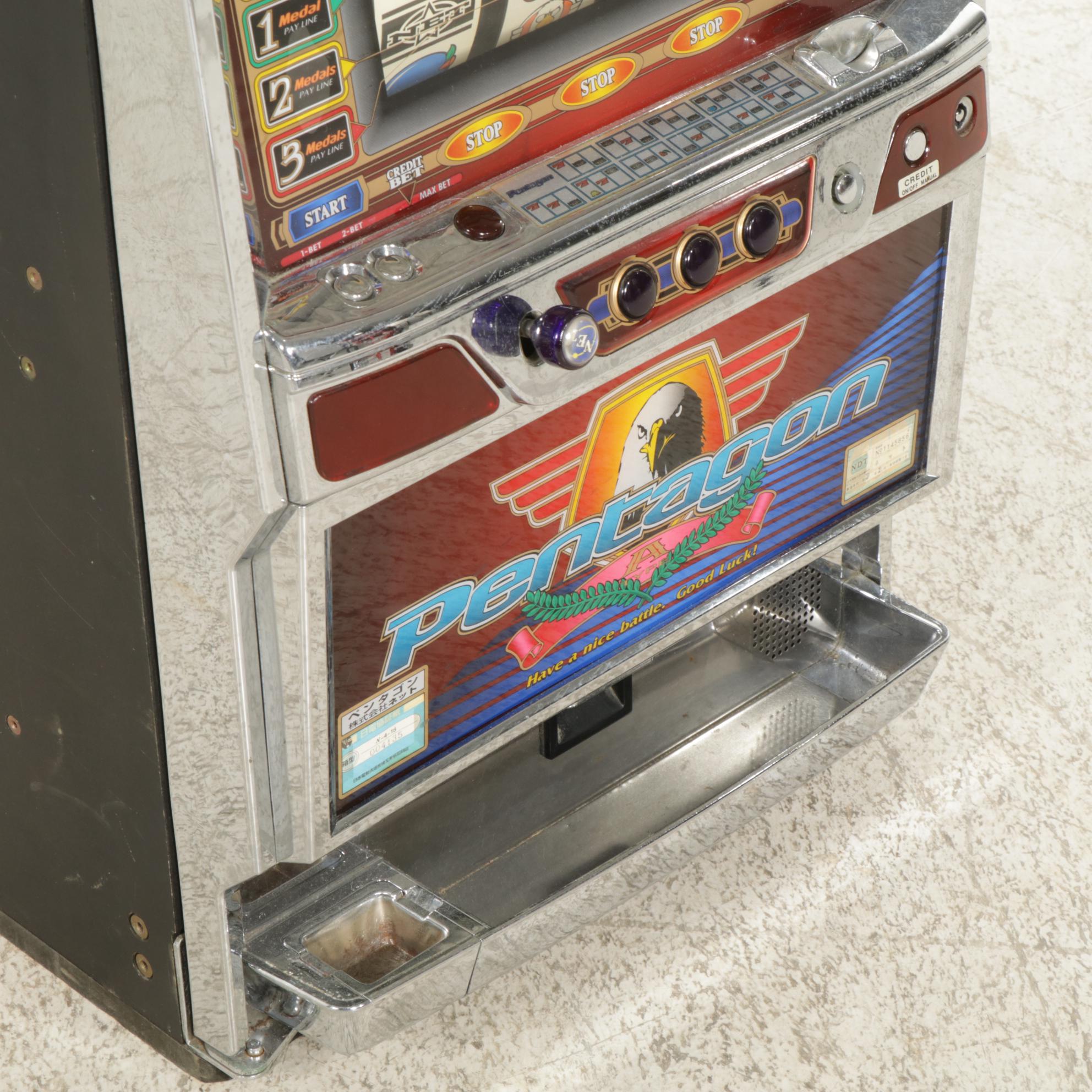 NDT "Pentagon" Japanese Slot Machine, Late 20th to 21st Century with Coin Tokens