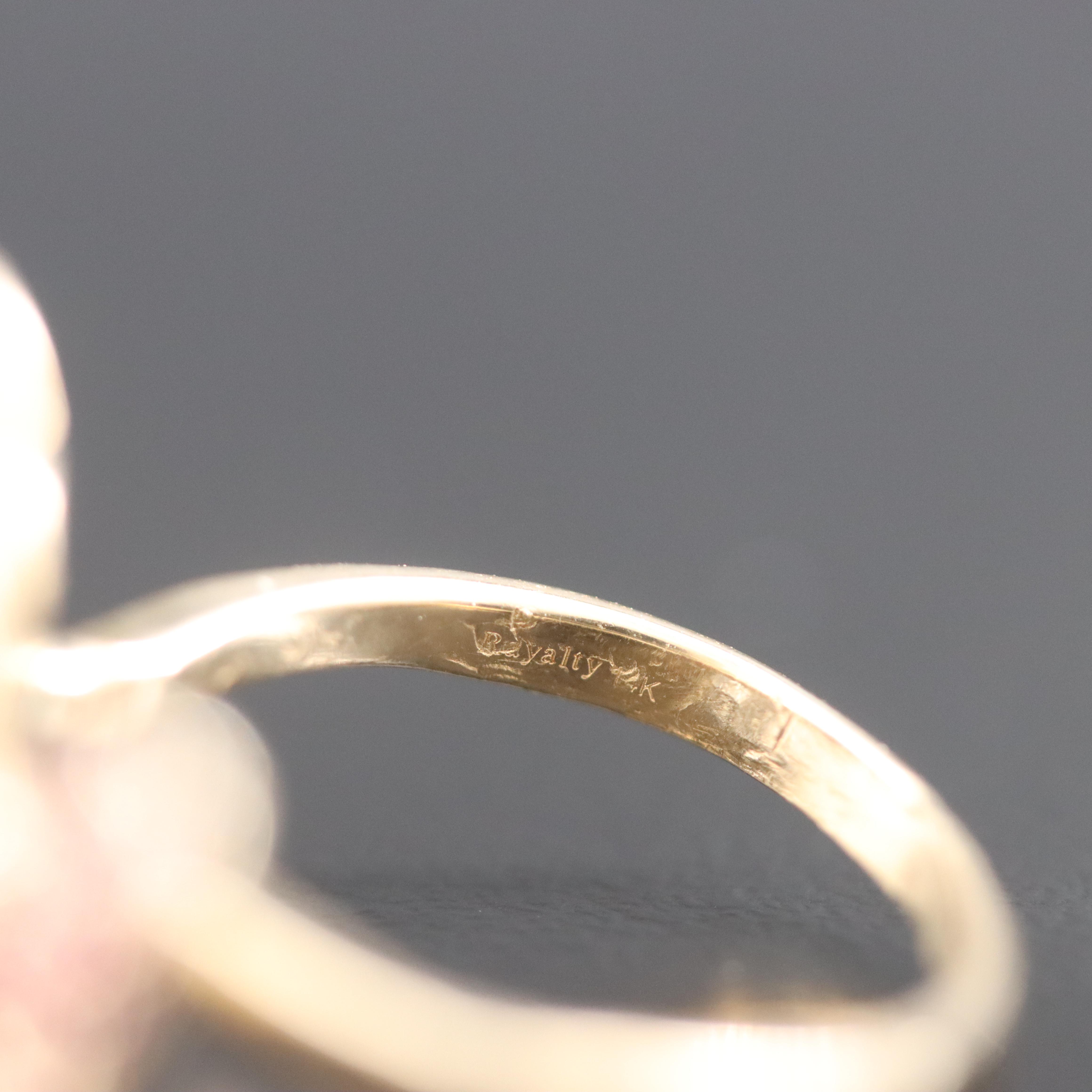 14K Diamond, Ruby and Pink Sapphire Butterfly and Flower Ring