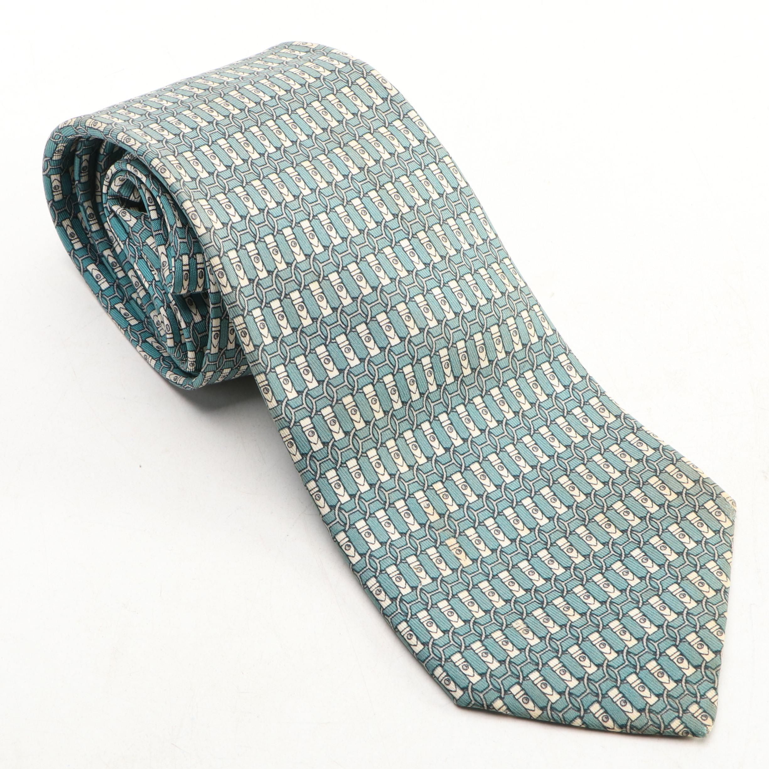 Hermès Equestrian Pattern Silk Necktie