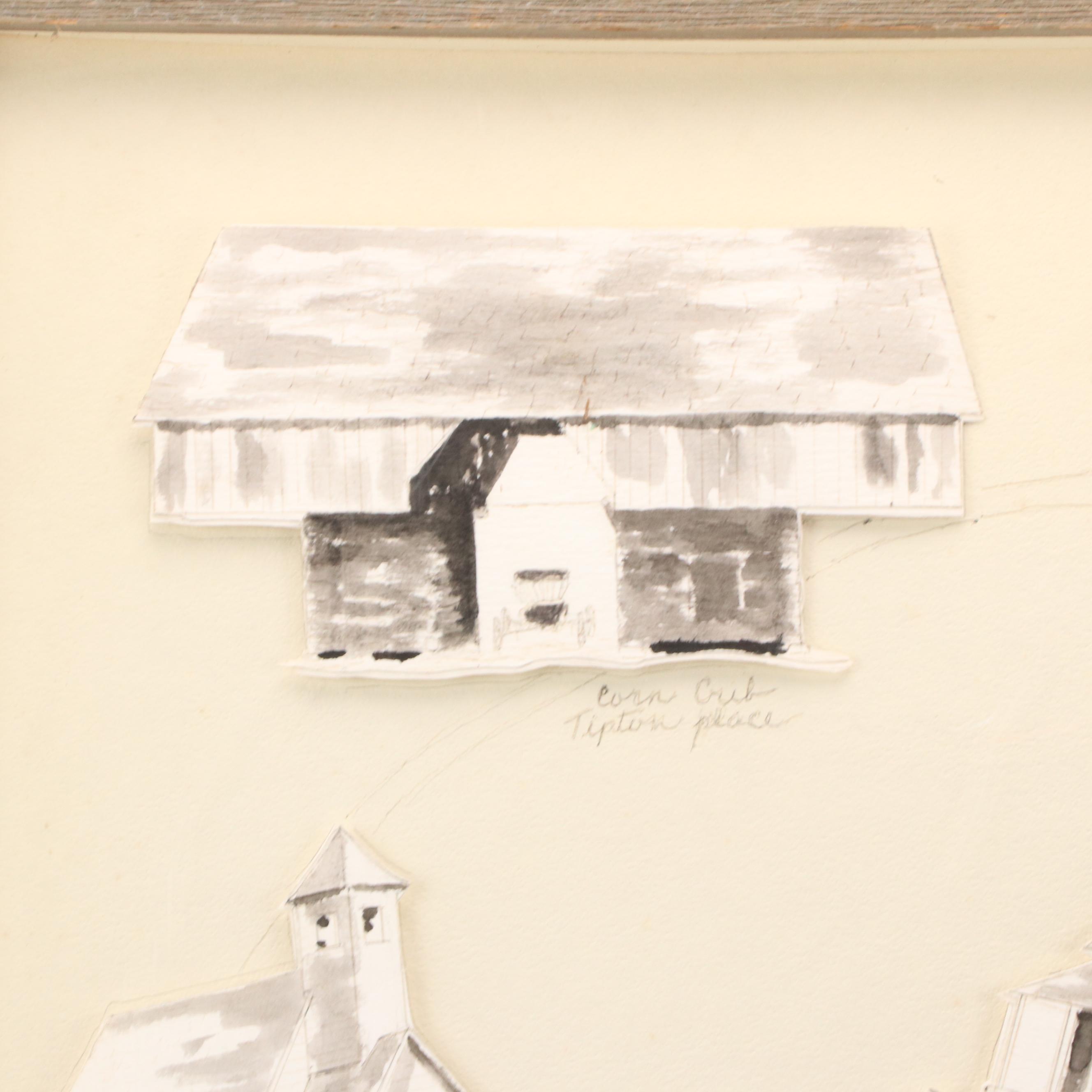 3D Pen and Ink Drawing "Cades Cove," Late 20th Century