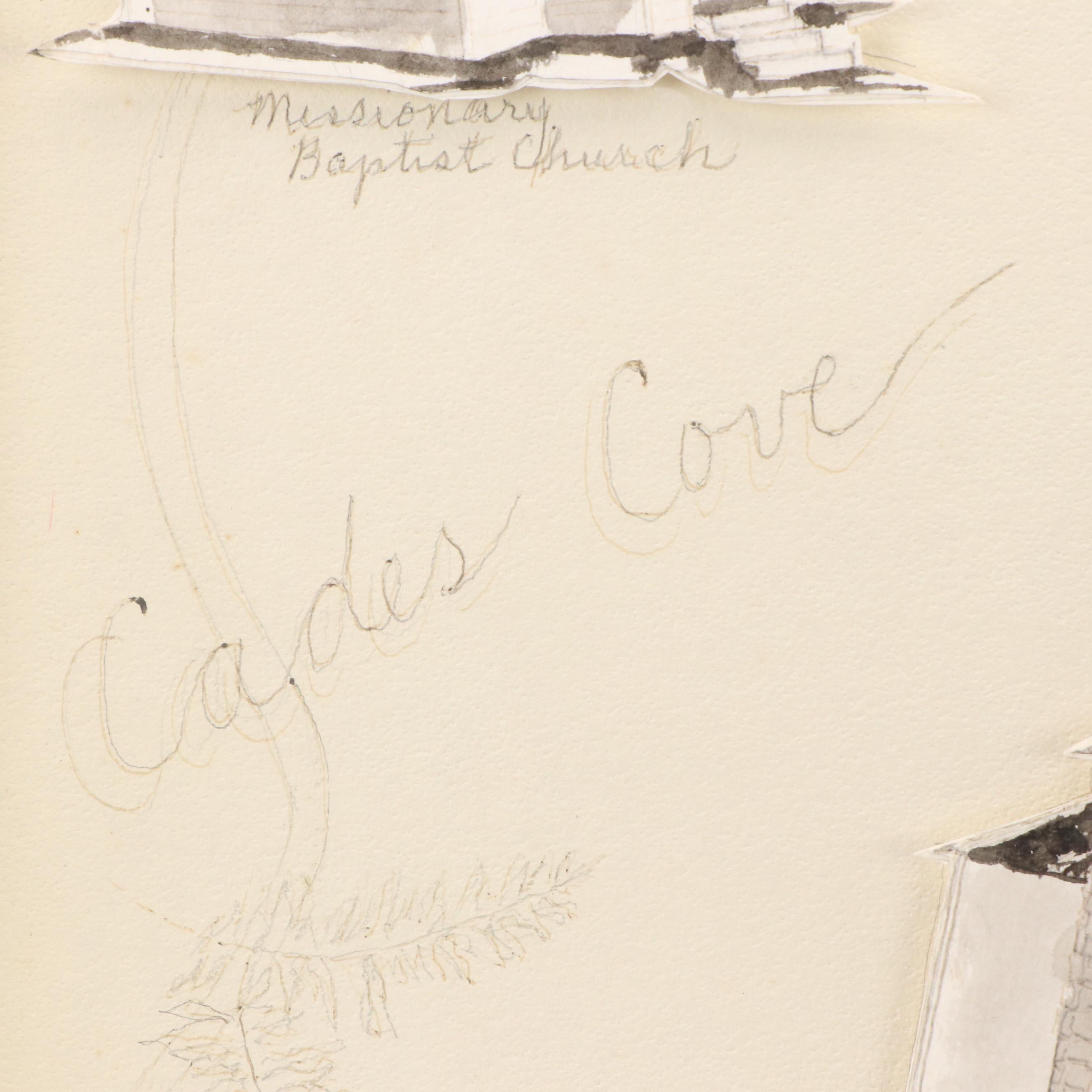 3D Pen and Ink Drawing "Cades Cove," Late 20th Century