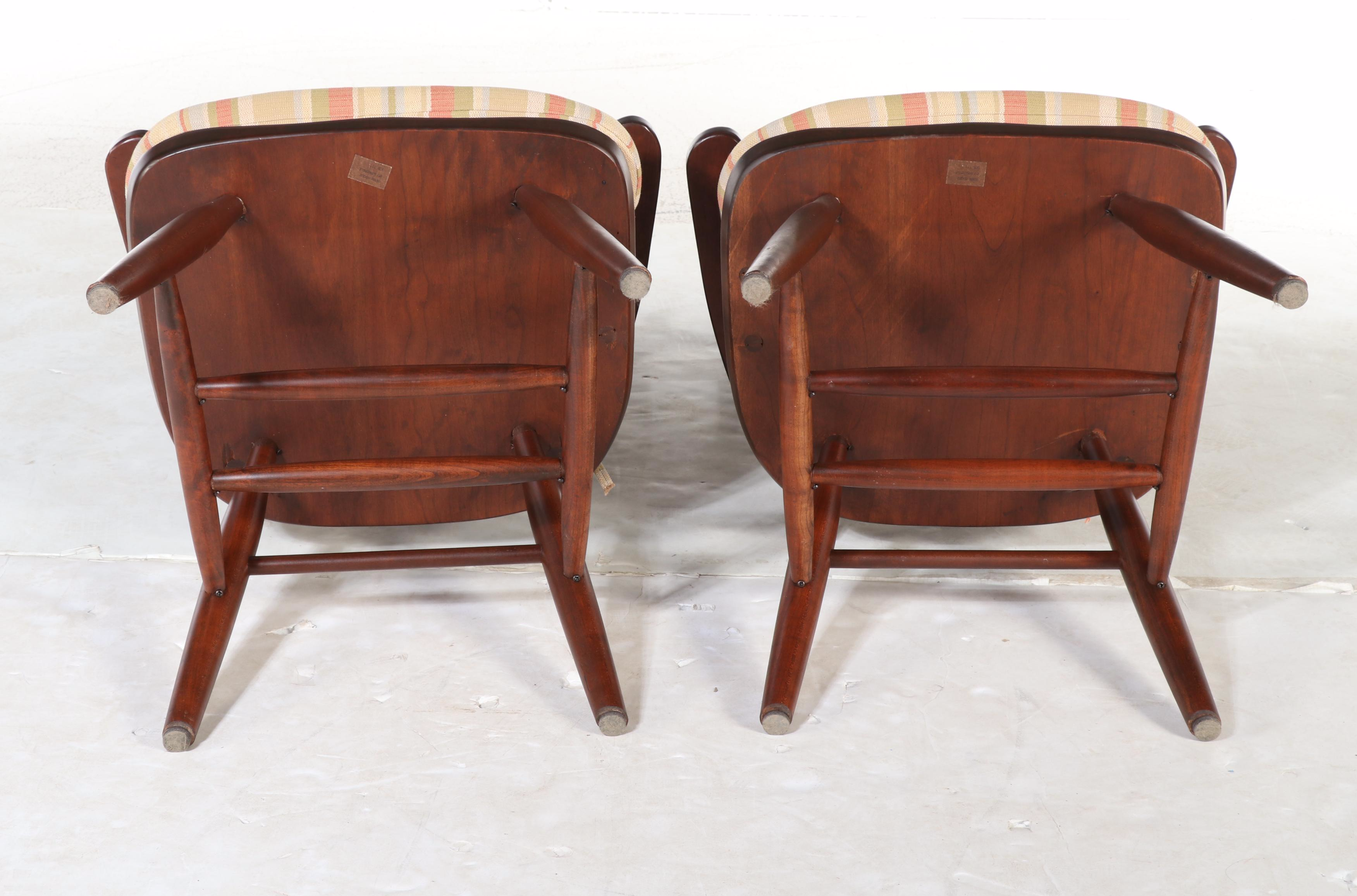 Pair of Shaker Style Wooden Spindle Back Armchairs