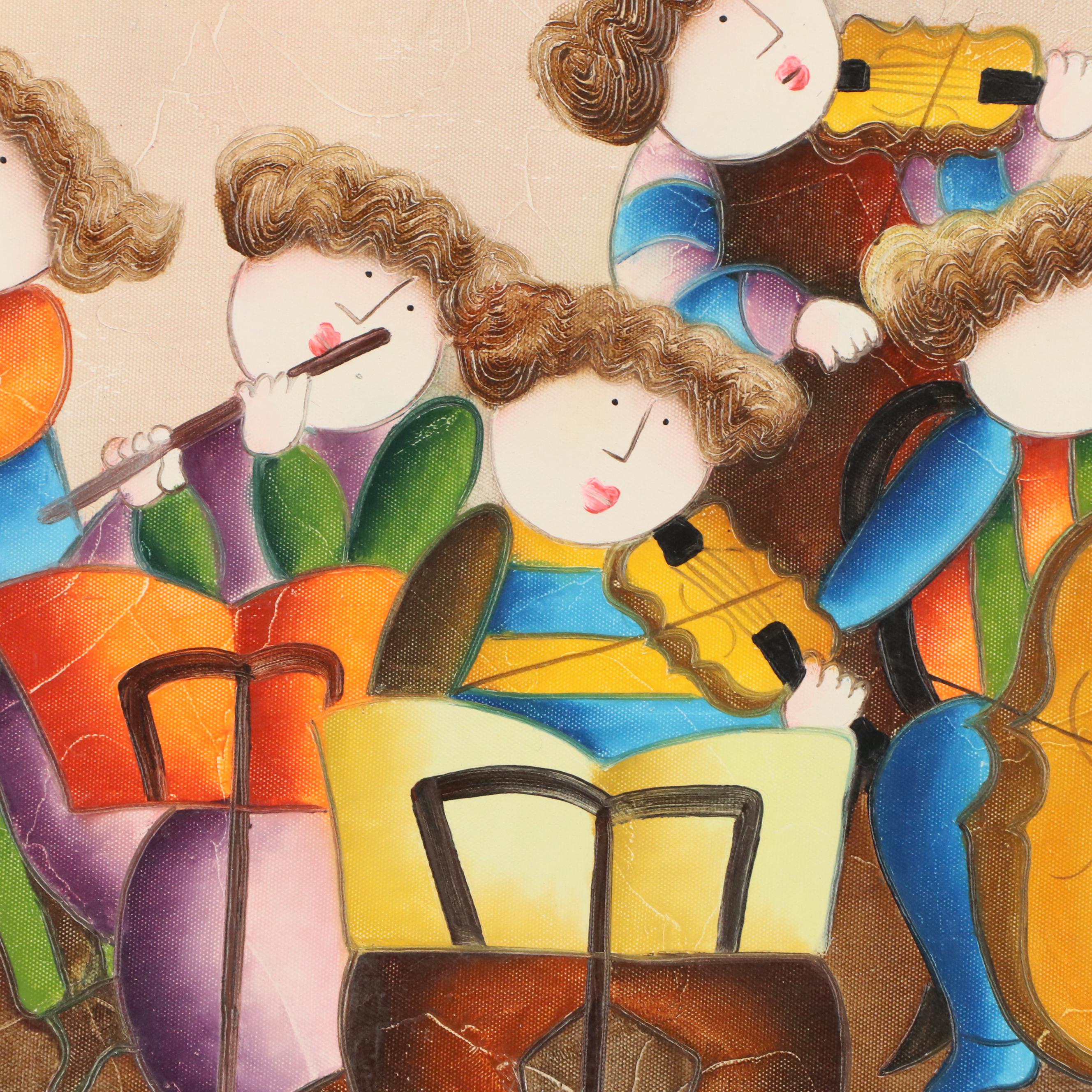 Joyce Roybal Oil Painting of Musicians