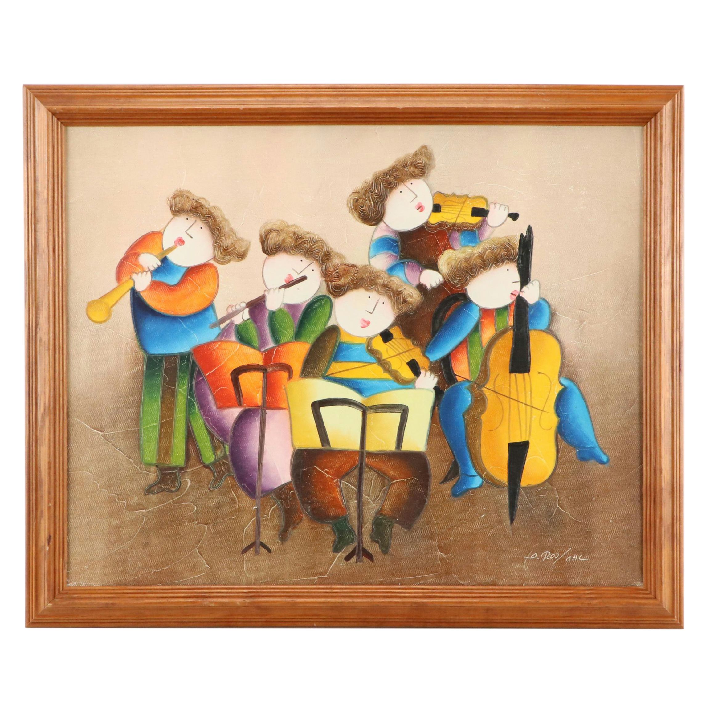 Joyce Roybal Oil Painting of Musicians