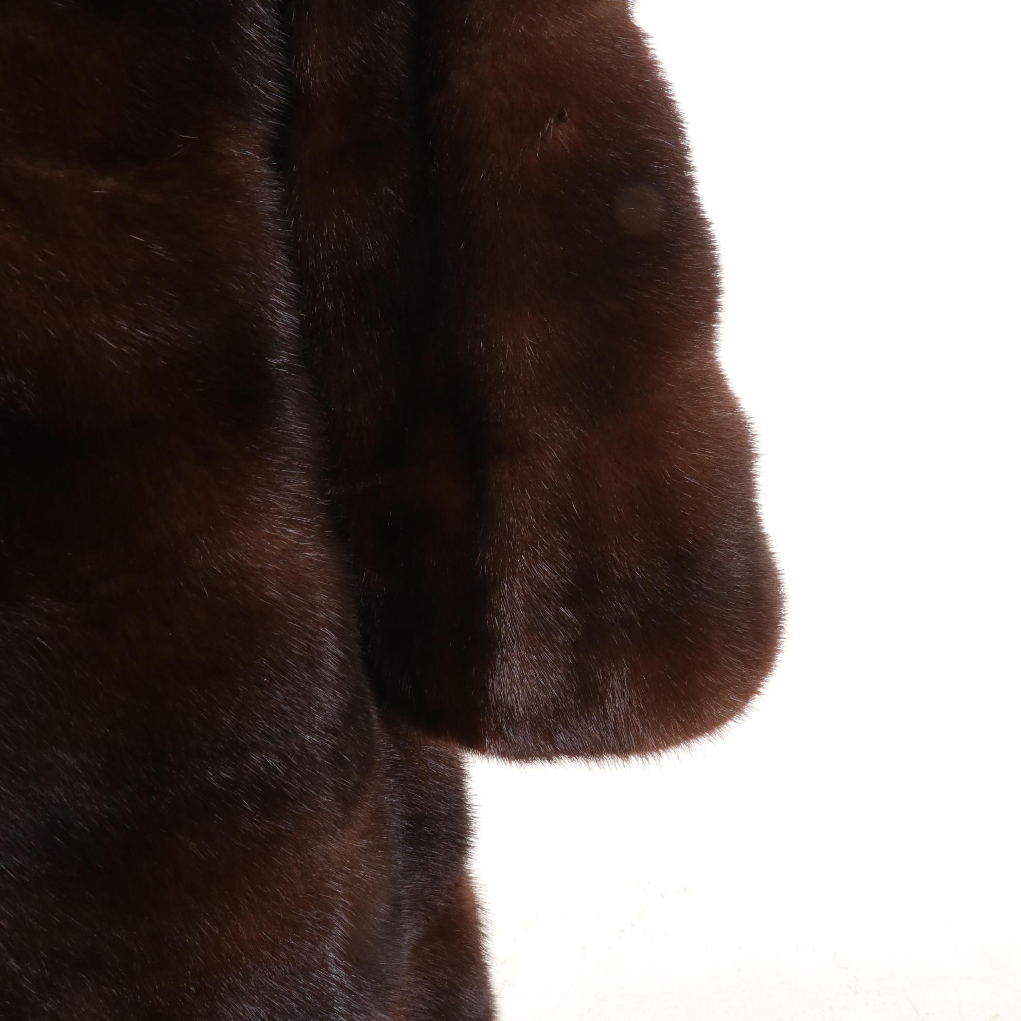 Horizontal Pelt Mink Fur Coat with Jade Green Lining by Shillito's Fur Salon