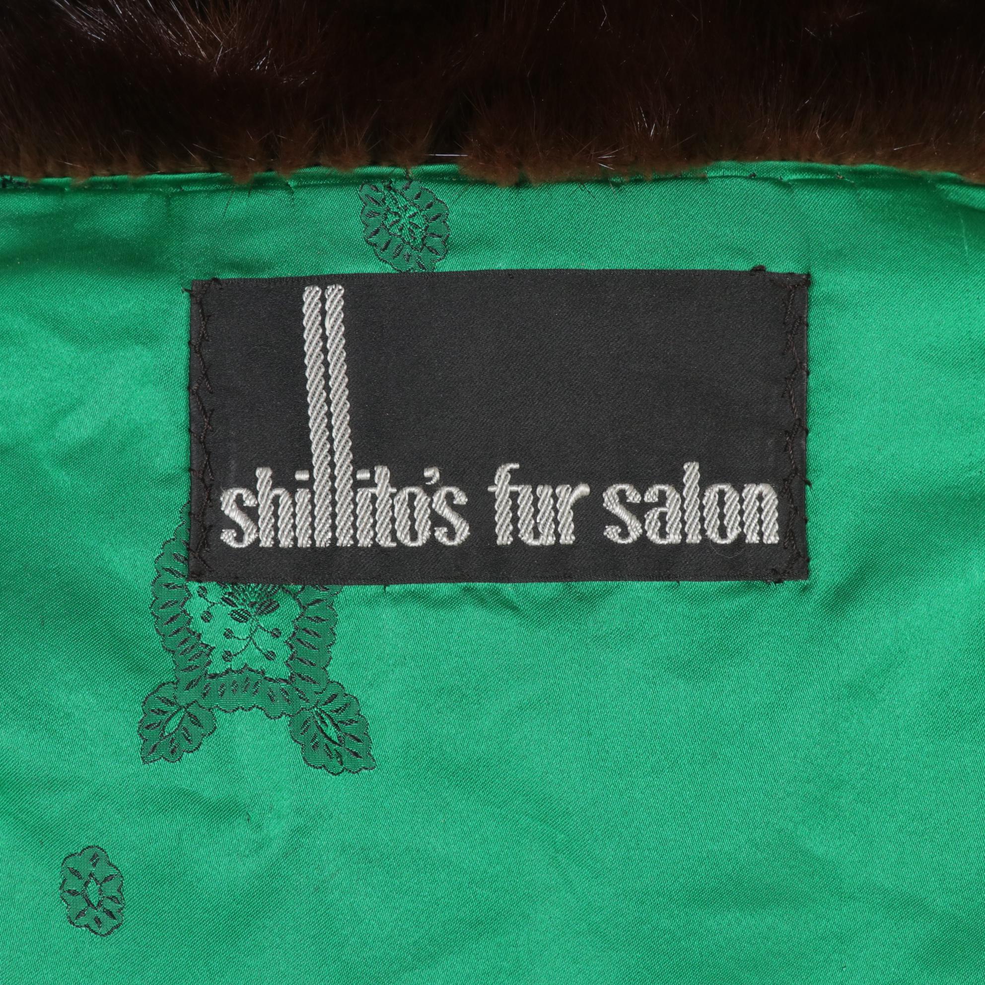 Horizontal Pelt Mink Fur Coat with Jade Green Lining by Shillito's Fur Salon
