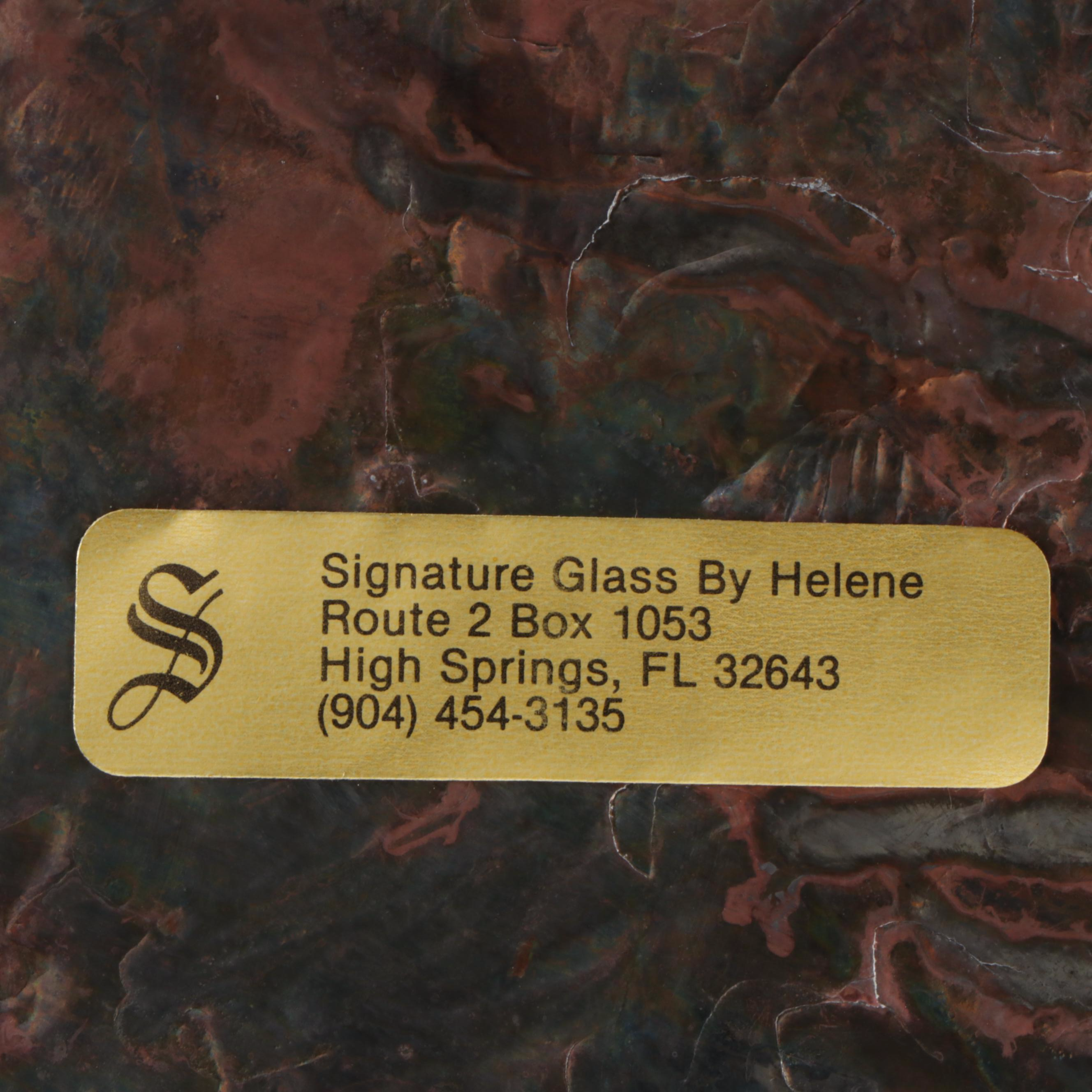 Green Glass Jug with Leaded Slag Glass Floral Accents and Fairy Figurine