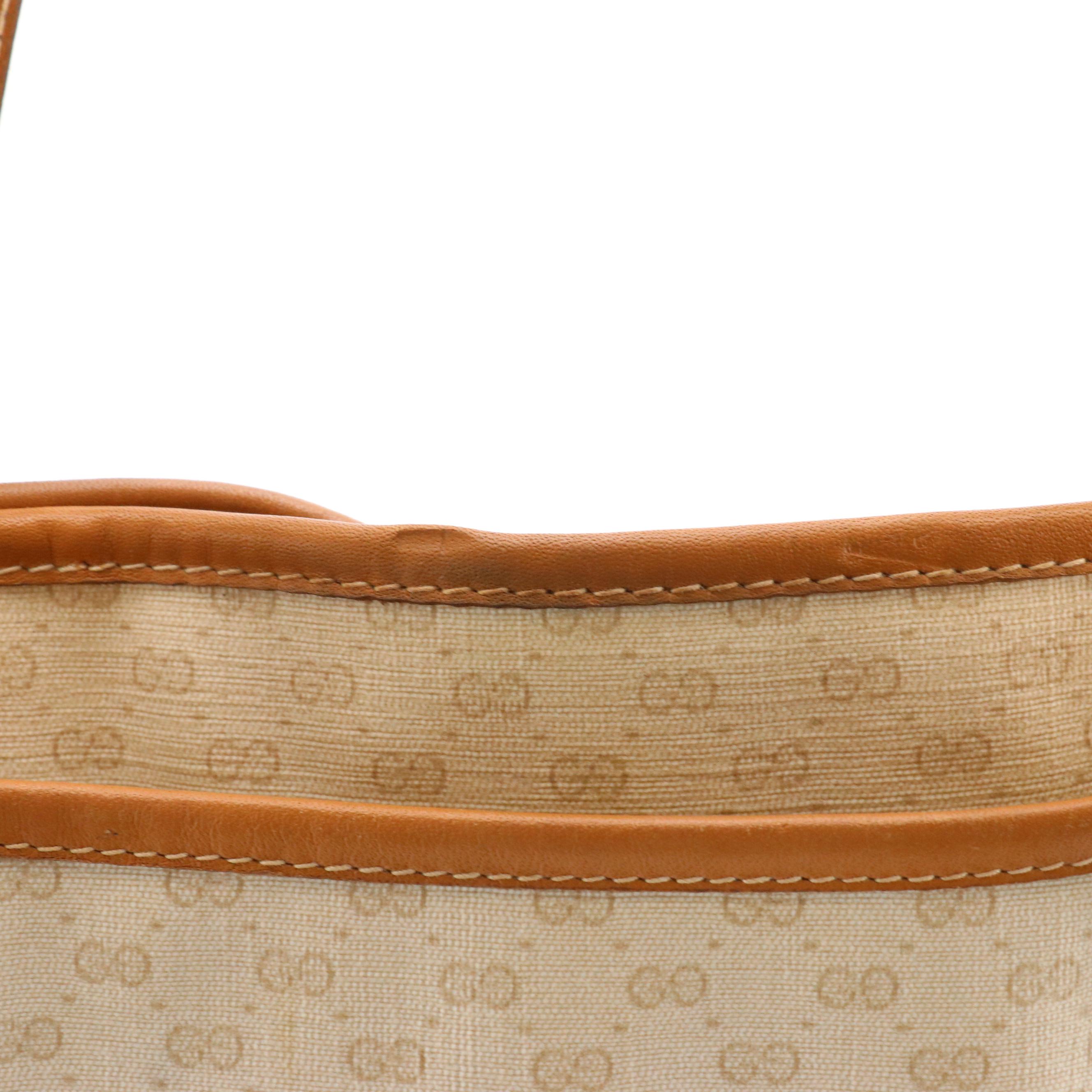 Gucci Shoulder Bag Tote in Beige Micro GG Canvas and Leather
