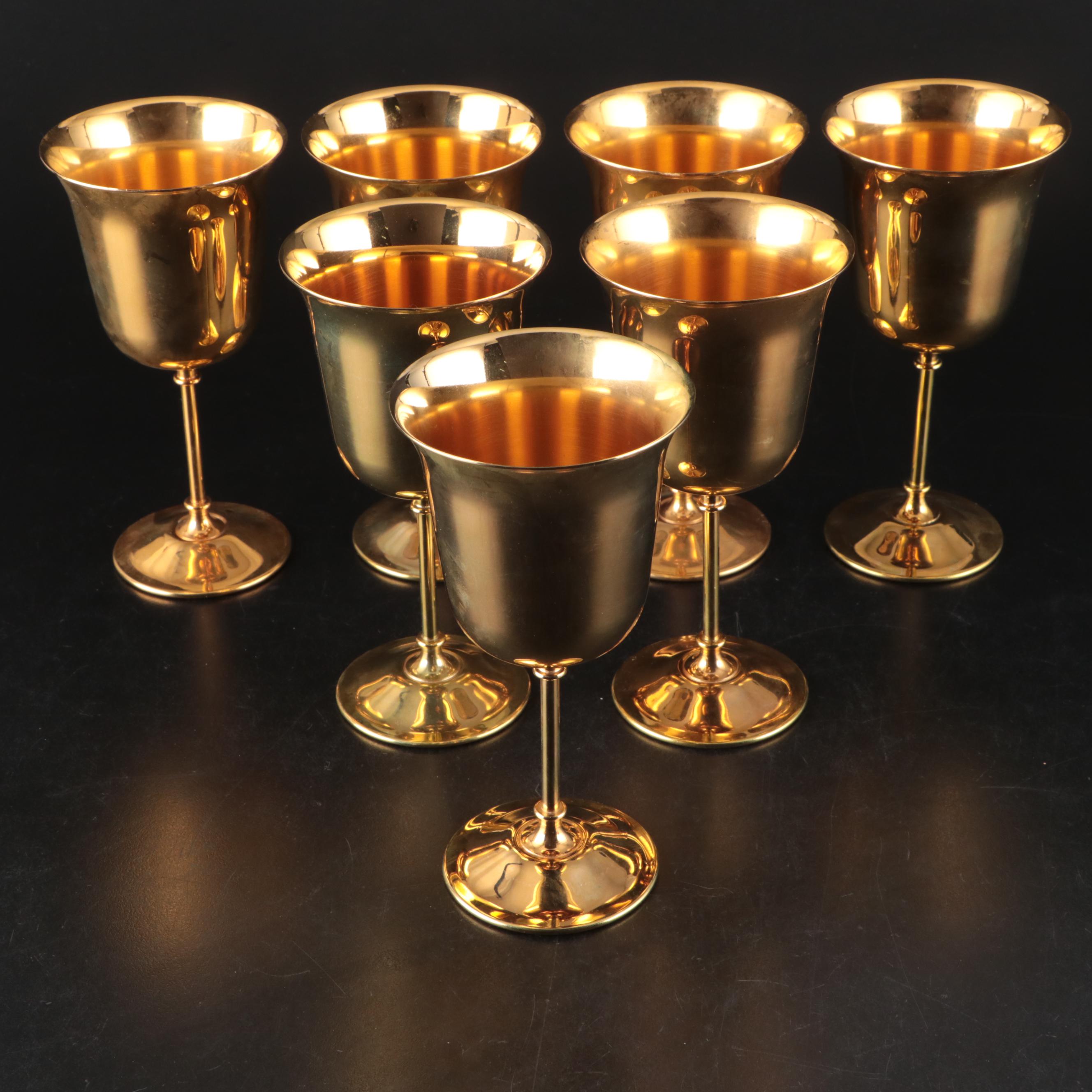 International Silver Gold Plated Chalices with Beucler Copper Mugs