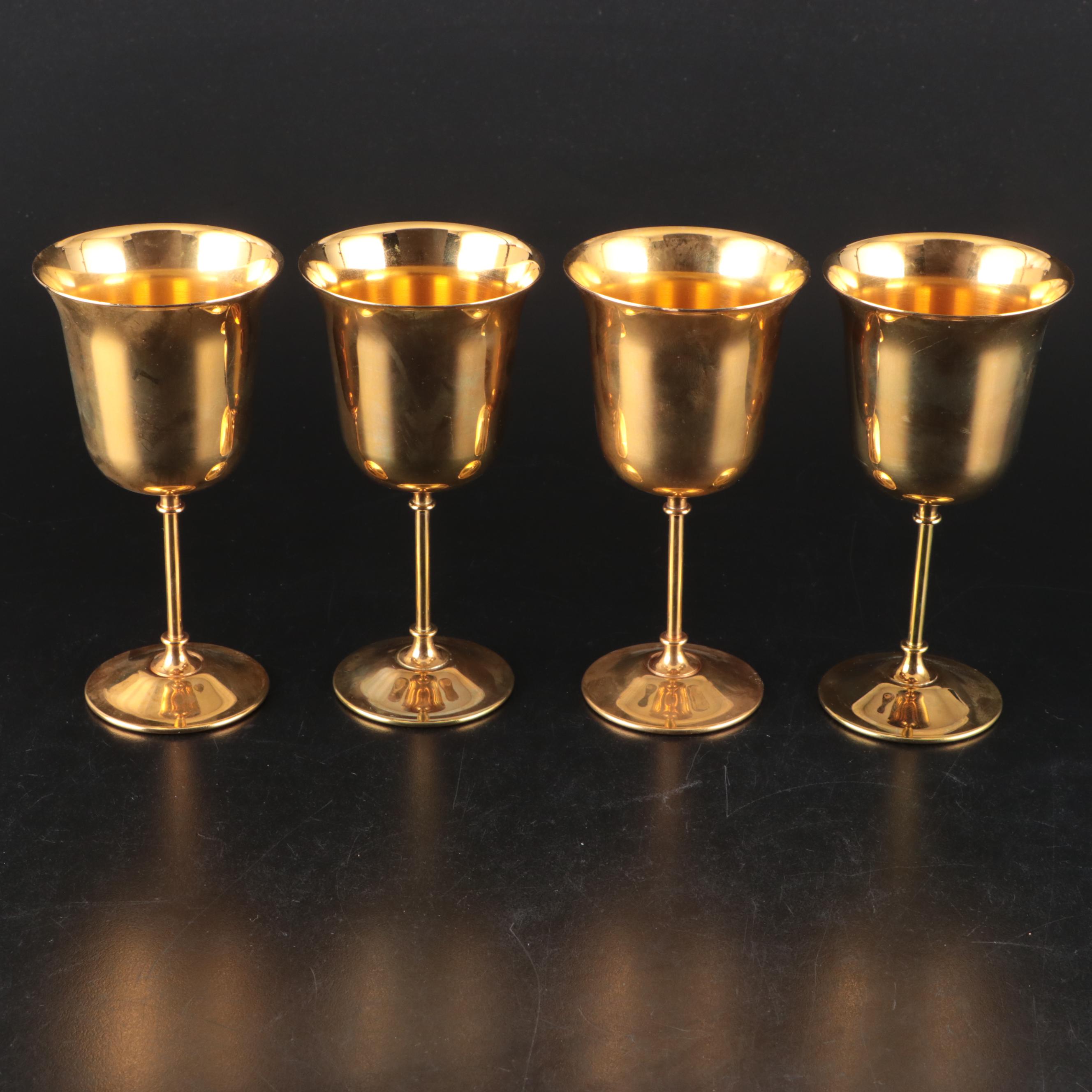 International Silver Gold Plated Chalices with Beucler Copper Mugs