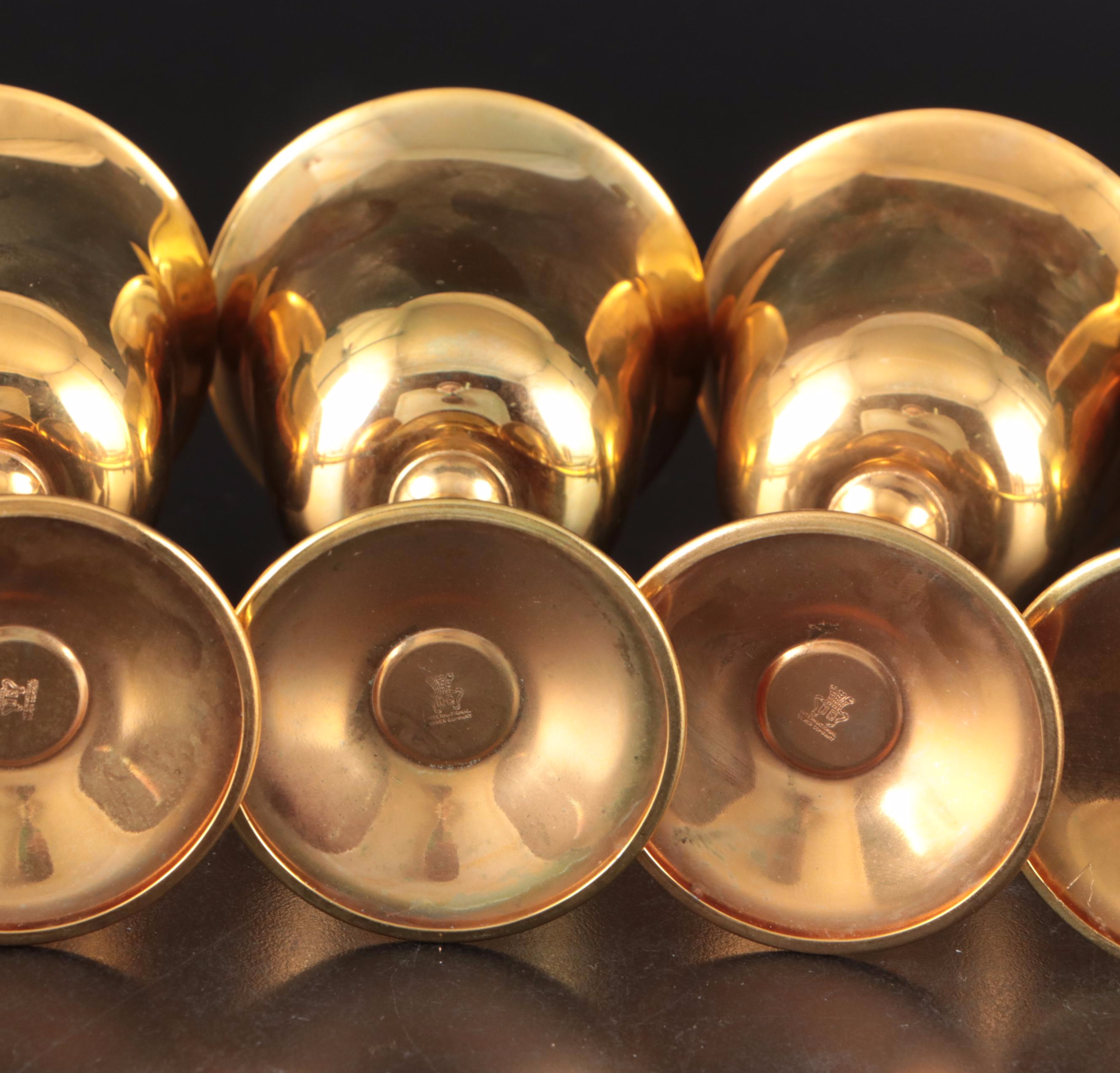 International Silver Gold Plated Chalices with Beucler Copper Mugs